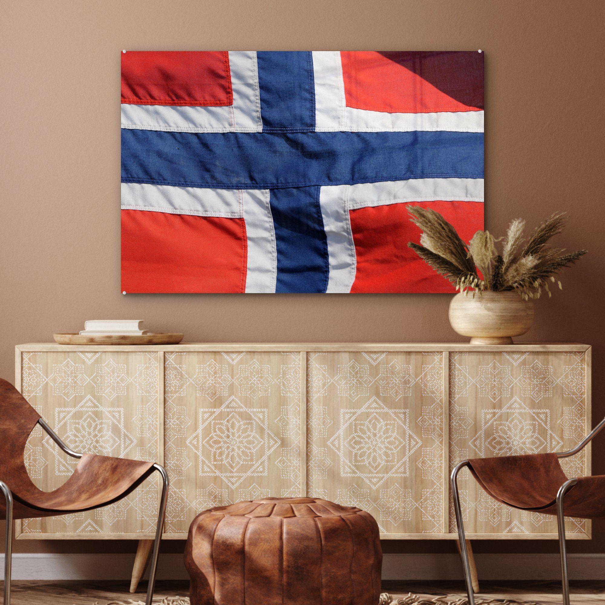 Acrylglasbild St), Schlafzimmer Acrylglasbilder (1 norwegische Wohnzimmer Flagge, MuchoWow Die &