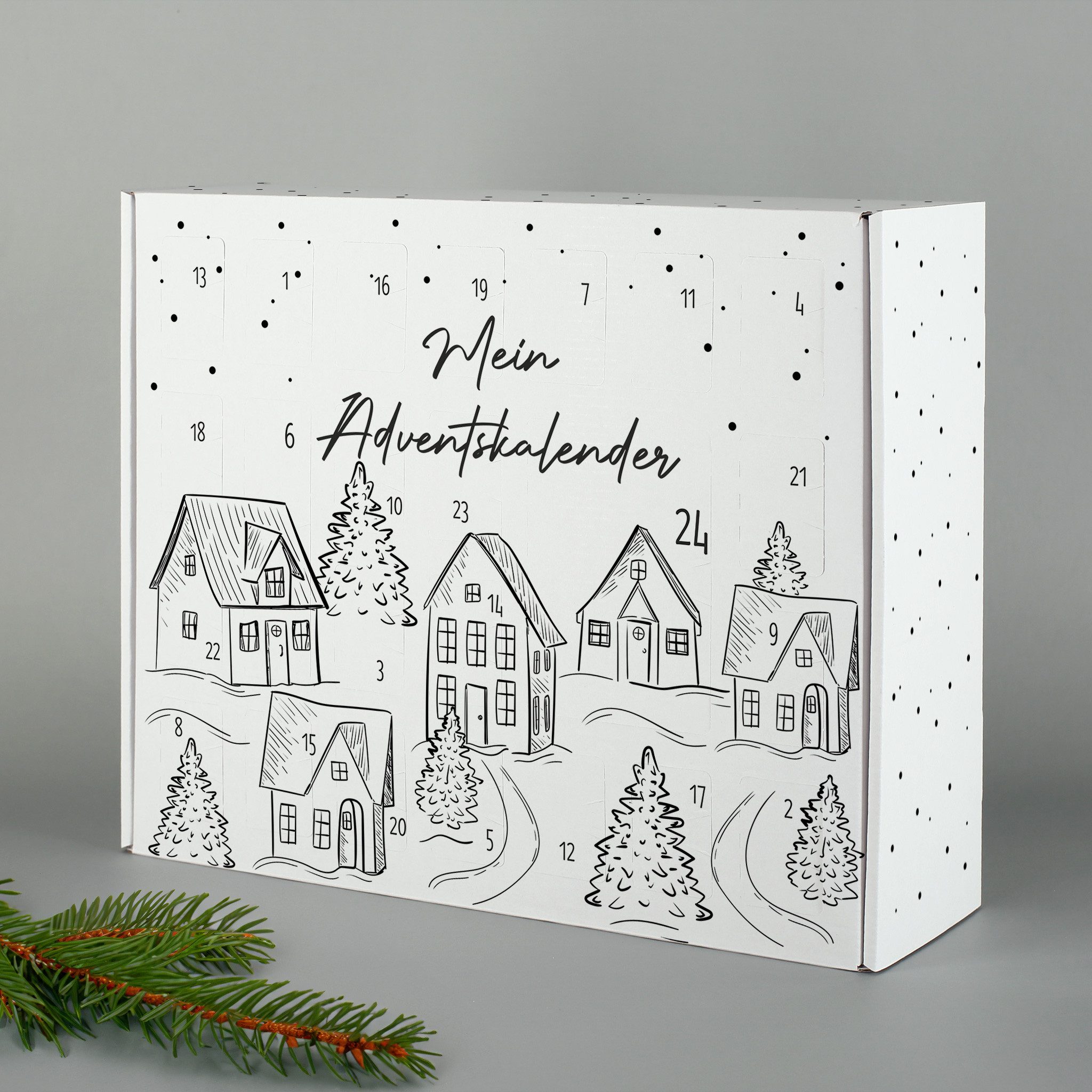 Herz & Heim befüllbarer Adventskalender mit festlichen Motiven zu Weihnachten - DIY Adventskalender, zum selbst Befüllen, aus stabiler Pappe – Bild 3 von 5