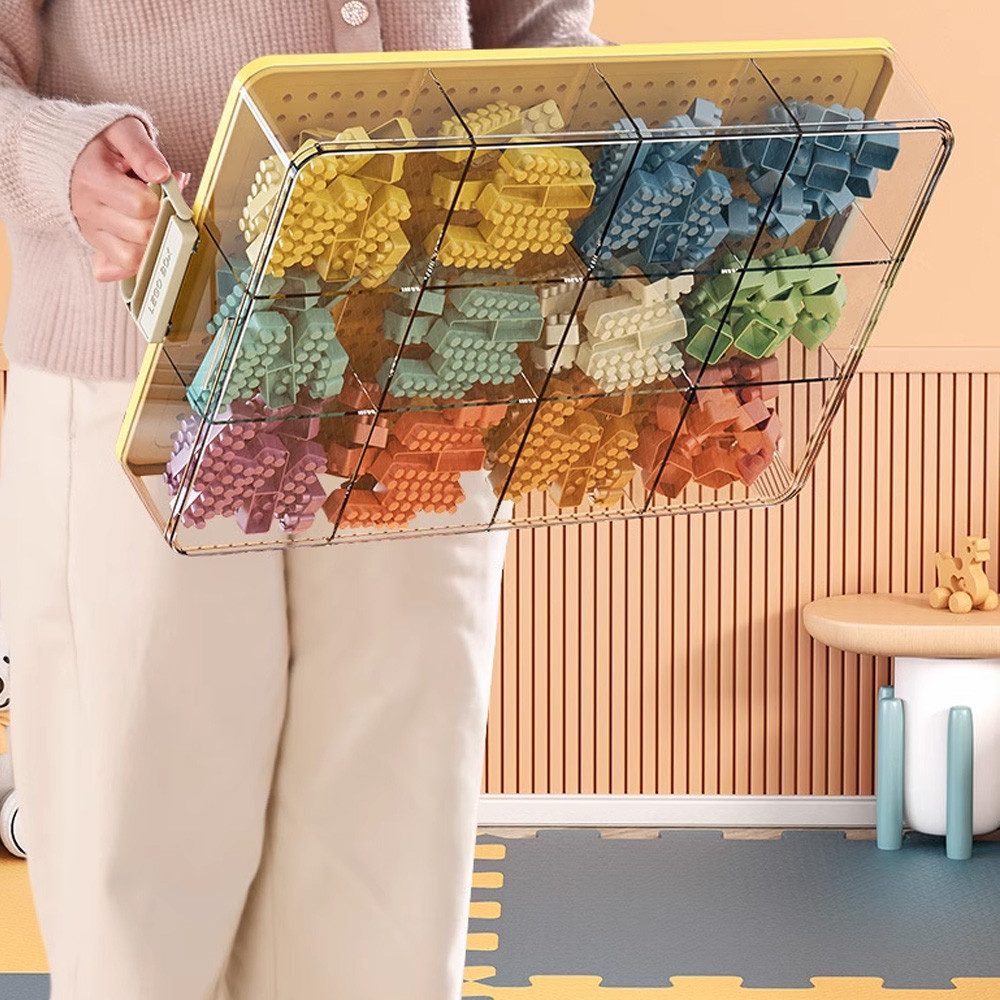POPOLIC Aufbewahrungsbox Transparente dreilagige Spielzeug-Aufbewahrungsbox mit Griff
