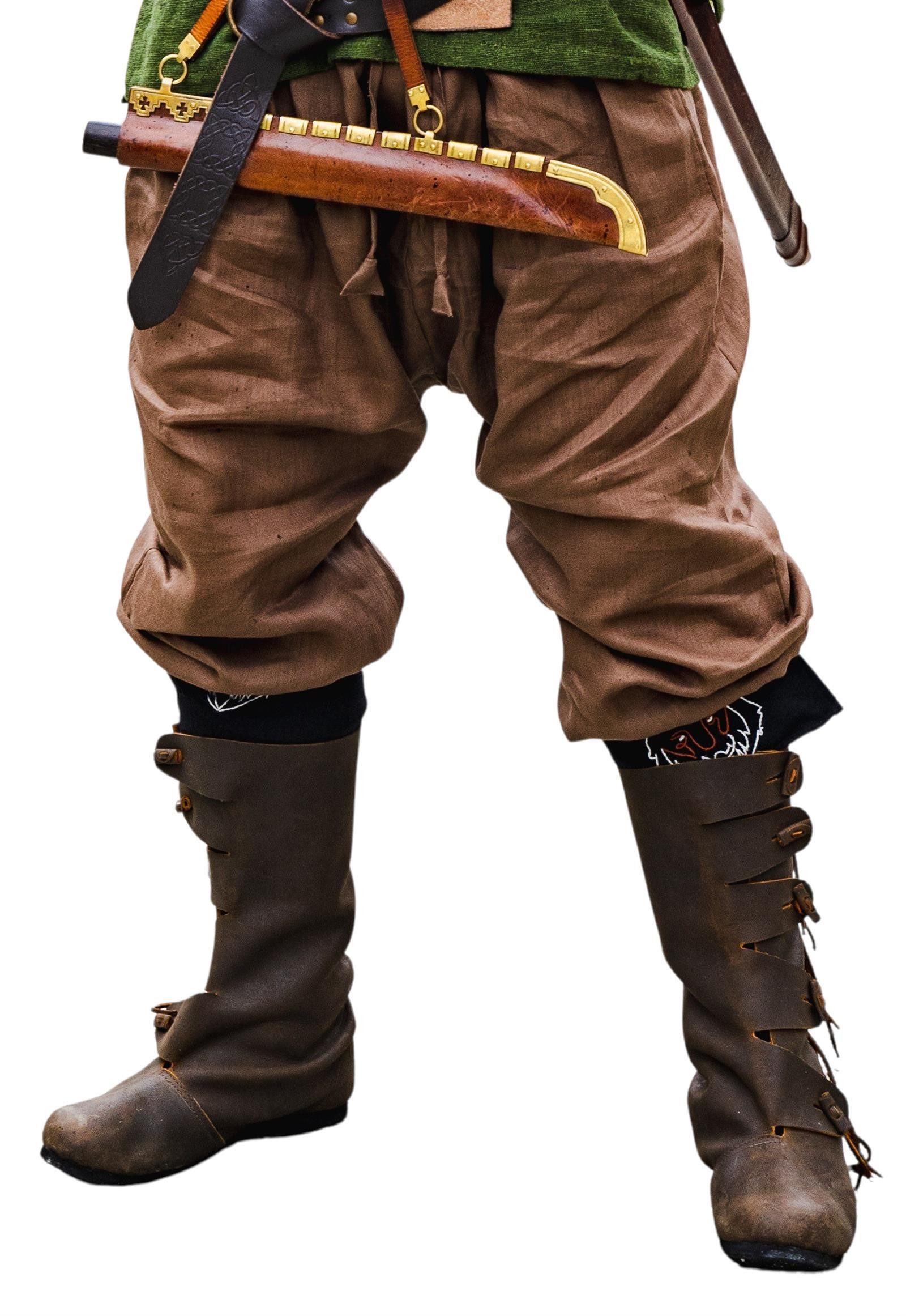Leonardo Carbone Wikinger-Kostüm Rushose "Wodan" aus Leinen, verjüngtes Bein, anpassbarer Tunnelzug