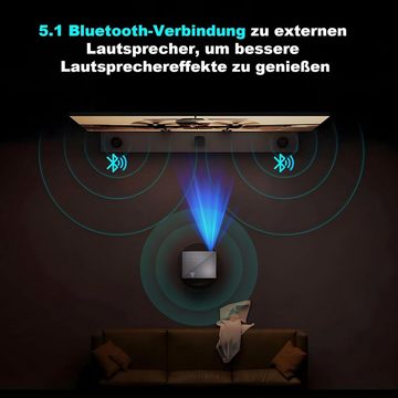 Wielio heimkino 5G WiFi und Bluetooth 5.1 Native 1080P Full HD Unterstützung Portabler Projektor (650 lm, 1920 x 1080 px, 4K ±15° Winkelverstellung Kompatibel mit iPhone/Android/Laptop/TVStick)