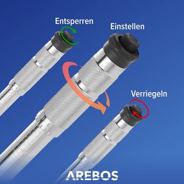 Arebos Stecknuss 6tlg 1/2 Ratschen Drehmomentschlüssel 40-210NM Drehmoment, 6-St., Set inkl. Koffer