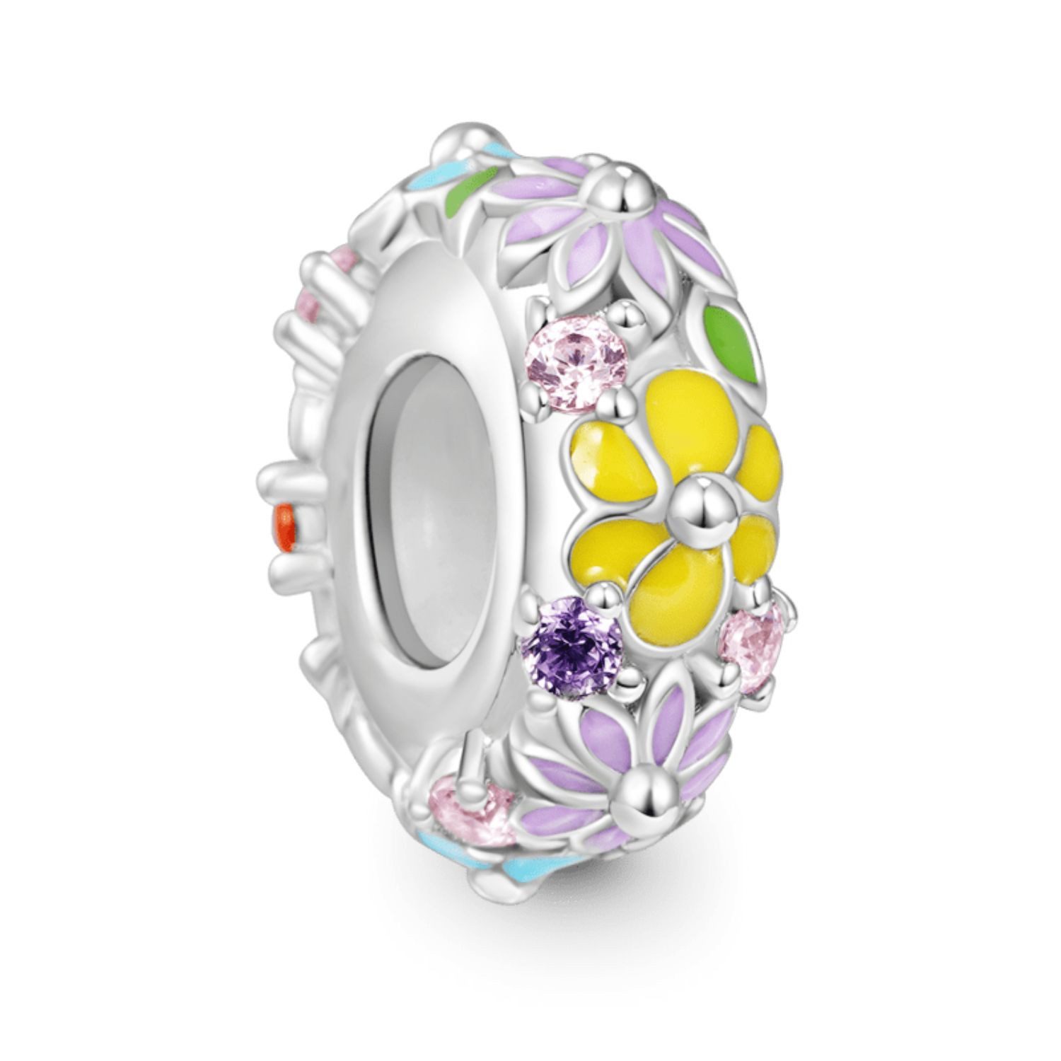 Gnoce Bead Gnoce Charm Stopper Blumen GMC037 Silber