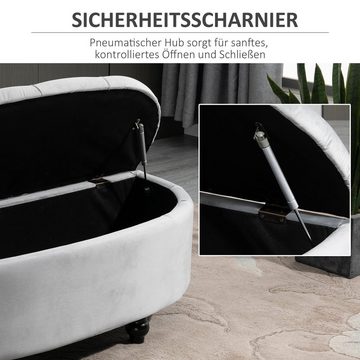 HOMCOM Sitzbank Aufbewahrungshocker (Set, 1-St., Sitzottomane), Sitzbank mit Stauraum Sitztruhe Velvet-Touch Gummiholz Grau