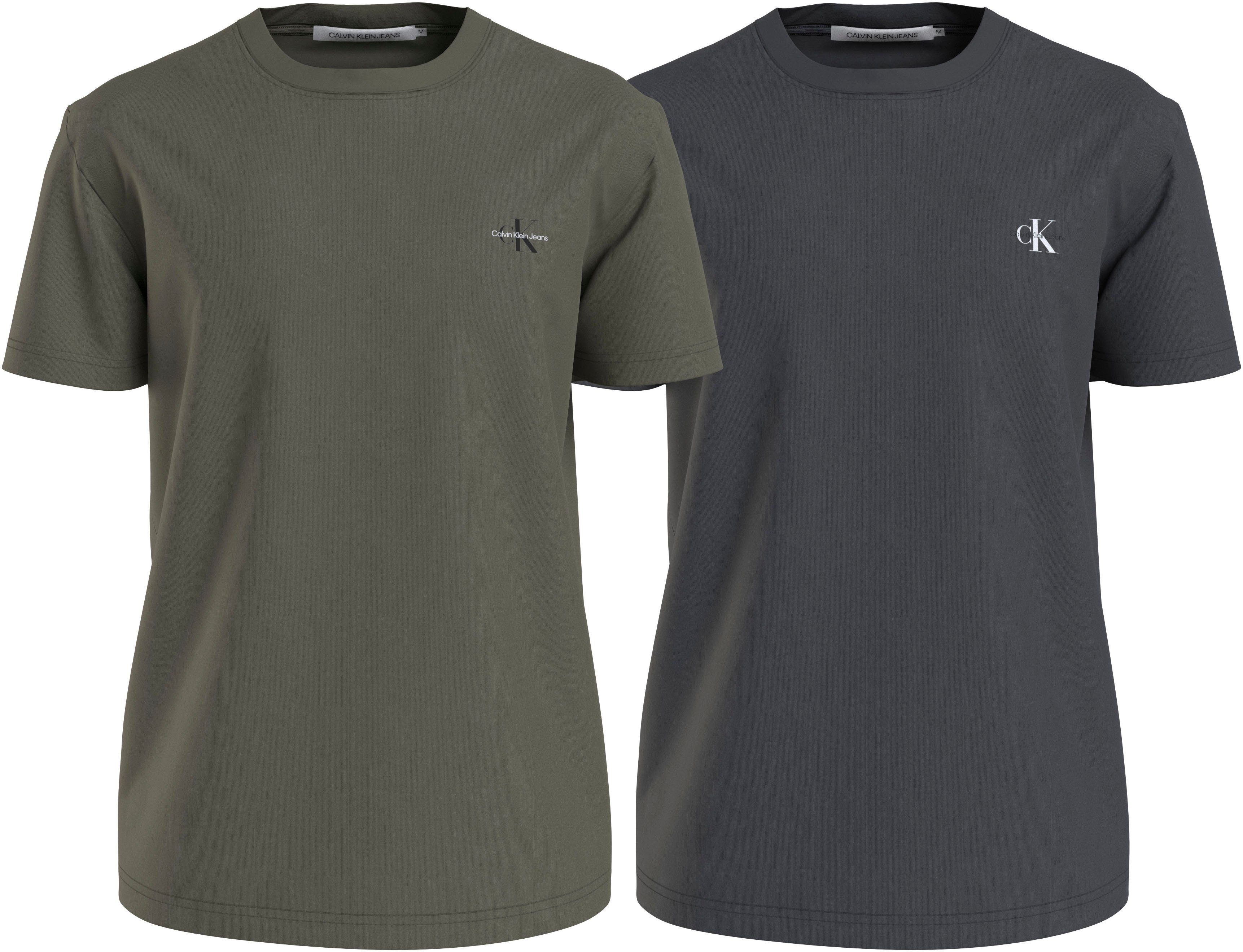 Calvin Klein Jeans T-Shirt 2 PACK MONOLOGO (Packung, 2er-Pack) im 2er-Pack Dusty Olive/Dark Grey