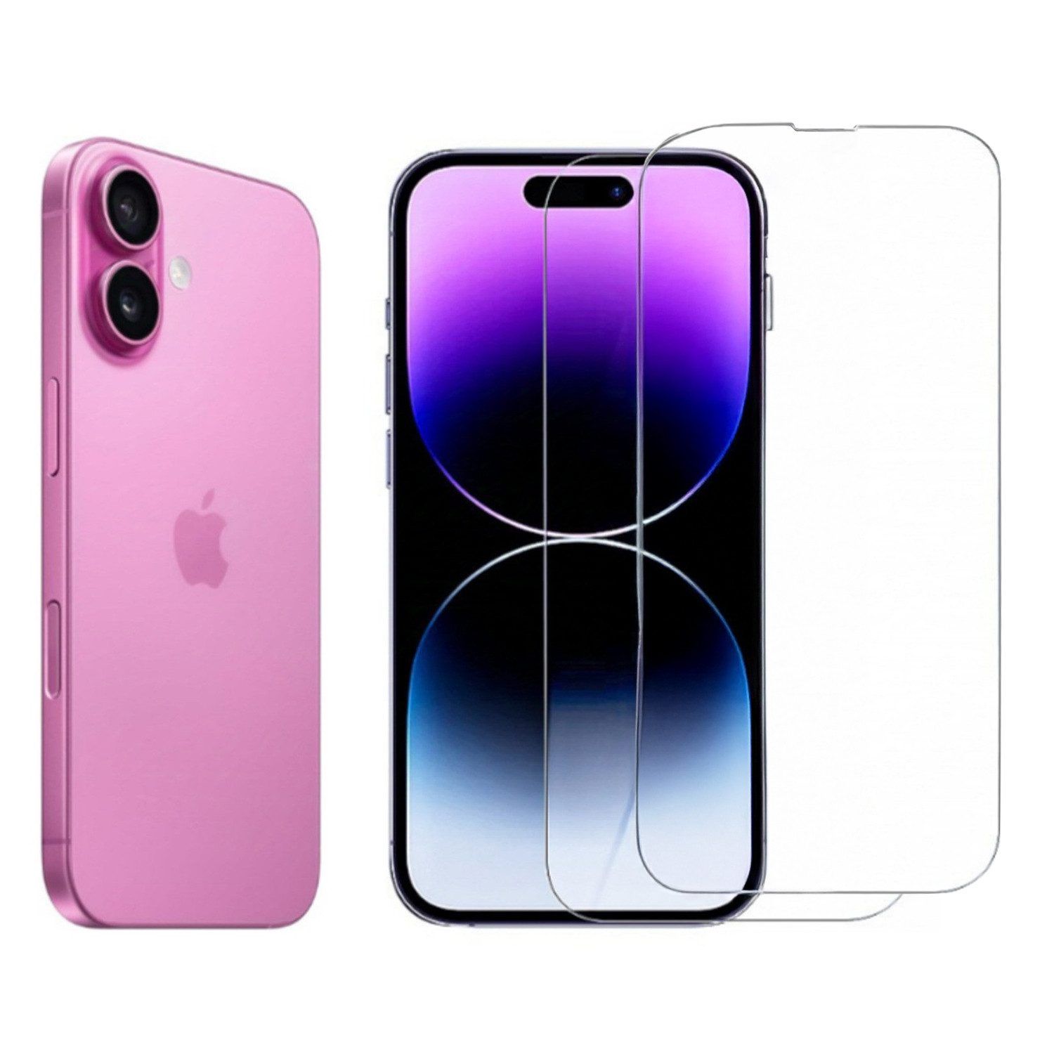 CLM-Tech Displayschutzglas 2x für Apple iPhone 16 6,1 Zoll, Panzerglas Folie - Anti-Fingerabdruck und kratzfest -, 2 Stück, Kristallklar