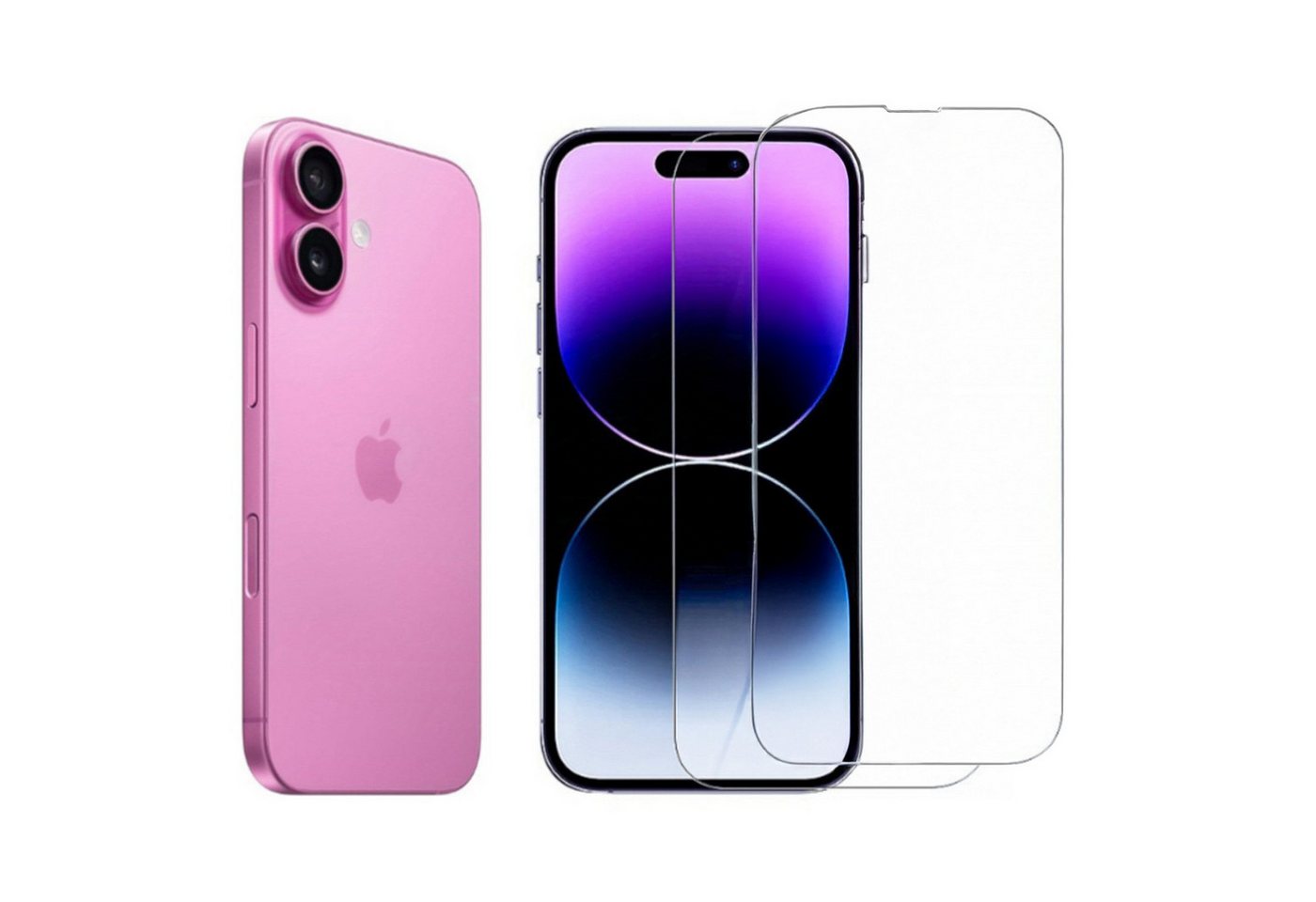 CLM-Tech Displayschutzglas 2x für iPhone 16 Plus 6,7 Zoll, Panzerglas Folie - Anti-Fingerabdruck und kratzfest -, 2 Stück, Kristallklar