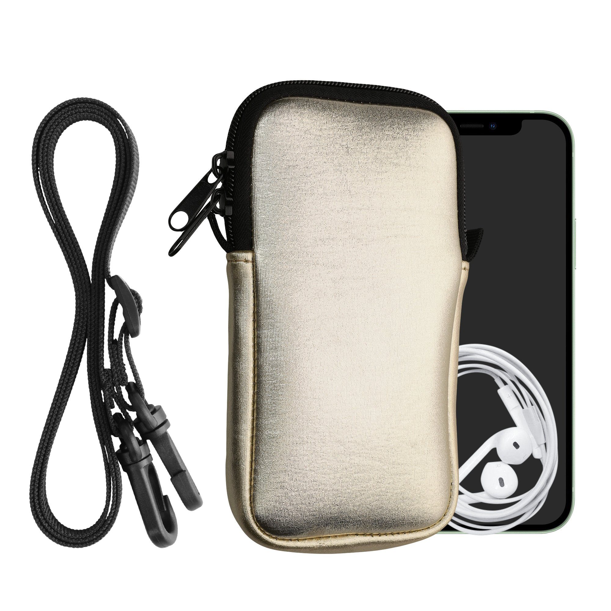 kwmobile Handytasche Handytasche für Smartphones XL - 6,7/6,8" (1-tlg), Neopren Handy Hülle mit Kordel - Tasche mit Handykette 17,2 x 8,4 cm