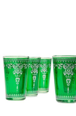 Marrakesch Orient & Mediterran Interior Teeglas Orientalische verzierte Teegläser Set 6 Gläser Andalous, Marokkanische Tee Gläser 6 Farben Deko orientalisch, 6 x Orientalisches Marokkanisches Teeglas verziert, Handarbeit
