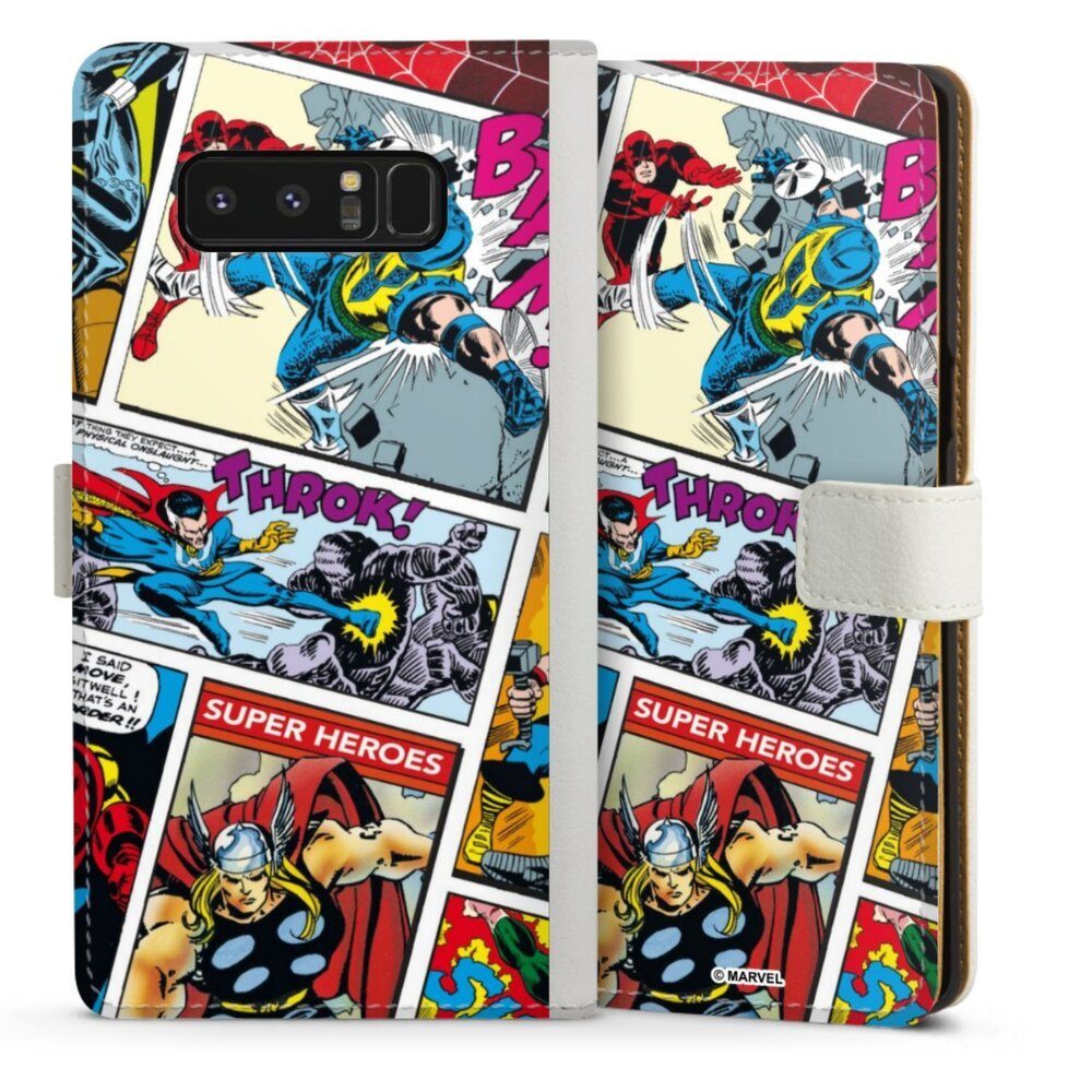 DeinDesign Handyhülle Marvel Retro Comic Blue, Samsung Galaxy Note 8 Hülle Handy Flip Case Wallet Cover