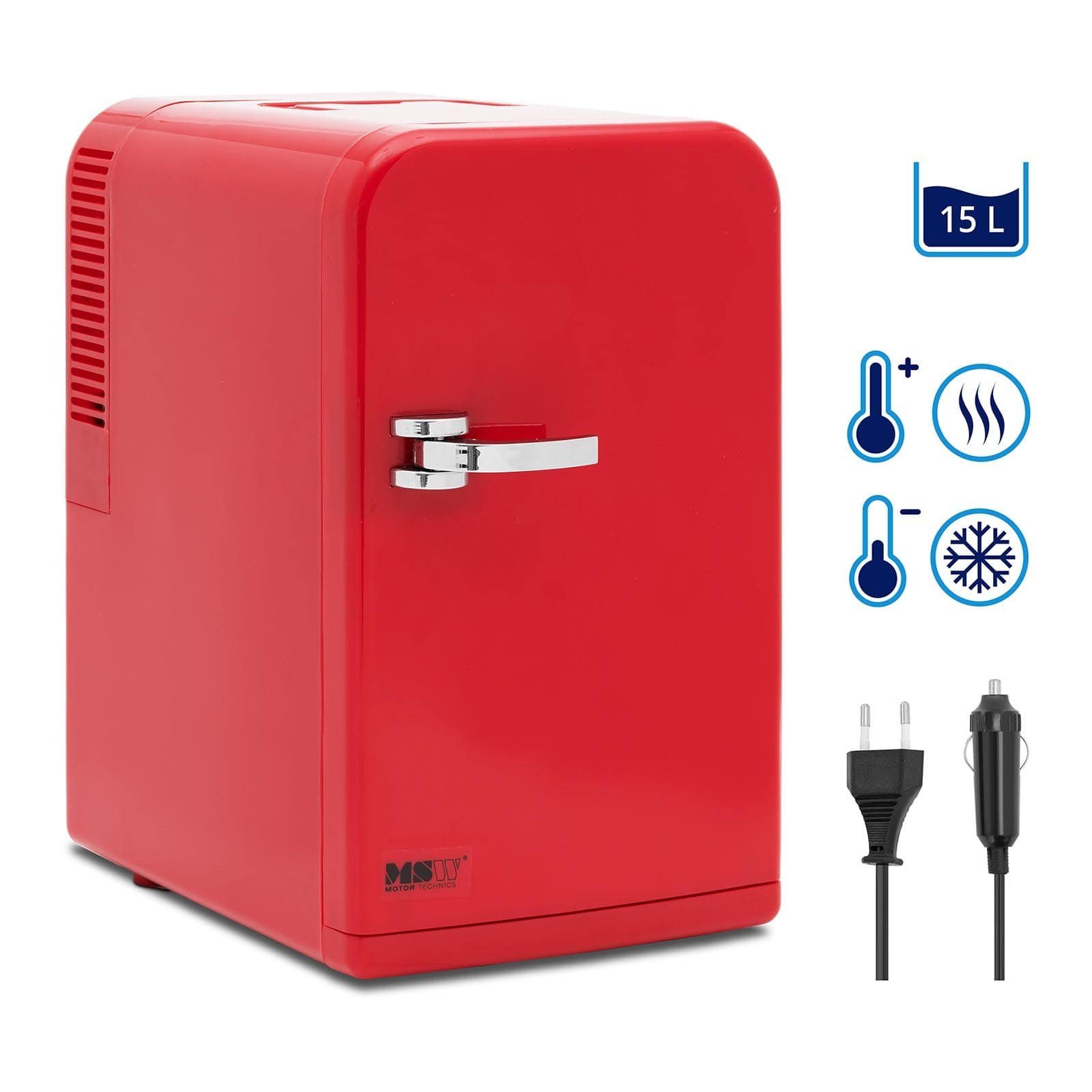 MSW Elektrische Kühlbox Mini-Kühlschrank 12 V/230 V - 2-in-1-Gerät mit Warmhaltefunktion 15L