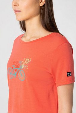 SUPER.NATURAL Print-Shirt Merino T-Shirt W LOVELY BIKE TEE formstabiler Merino-Materialmix