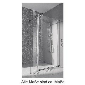 welltime Walk-in-Dusche »Mailand«, Einscheibensicherheitsglas, in 3 verschiedenen Breiten (90,100, 120cm), 6mm Sicherheitsglas