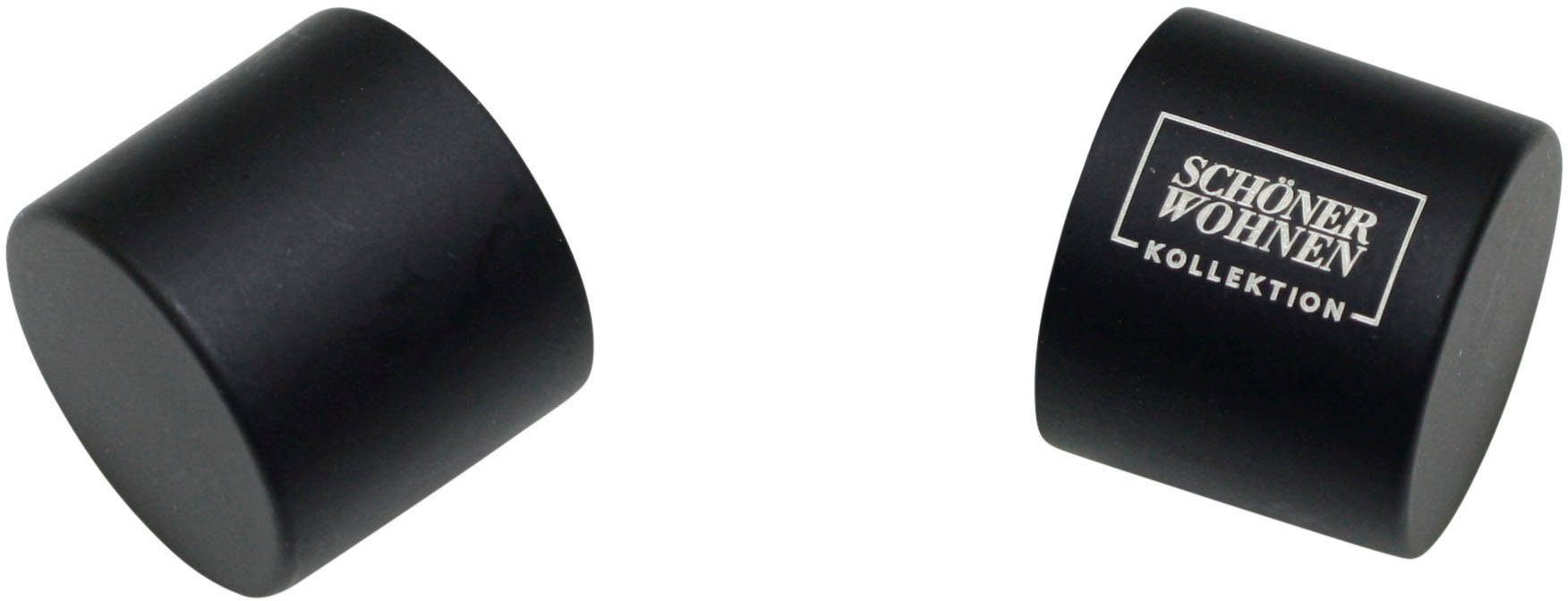 Gardinenstangen-Endstück Endkappe für WOHNEN schwarz-matt Einzelprogramm mm 20 mm, Serie 20 (2-St), Leon Ø SCHÖNER Ø LAMINAT