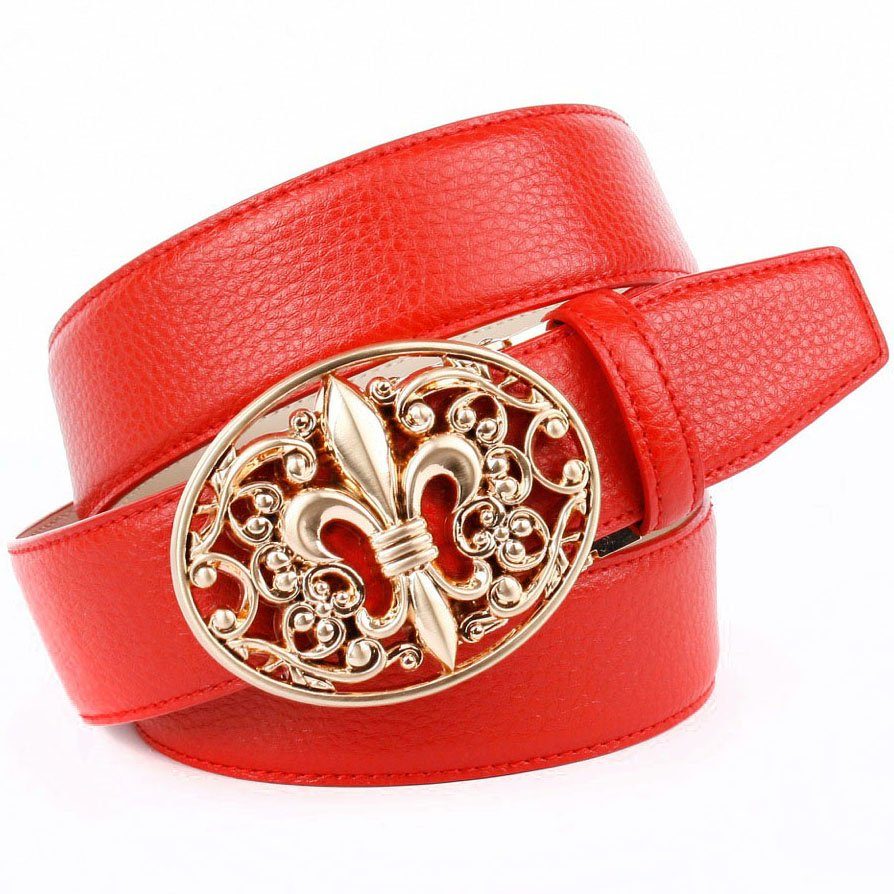 Anthoni Crown Ledergürtel mit Lilien Emblem | Anzuggürtel