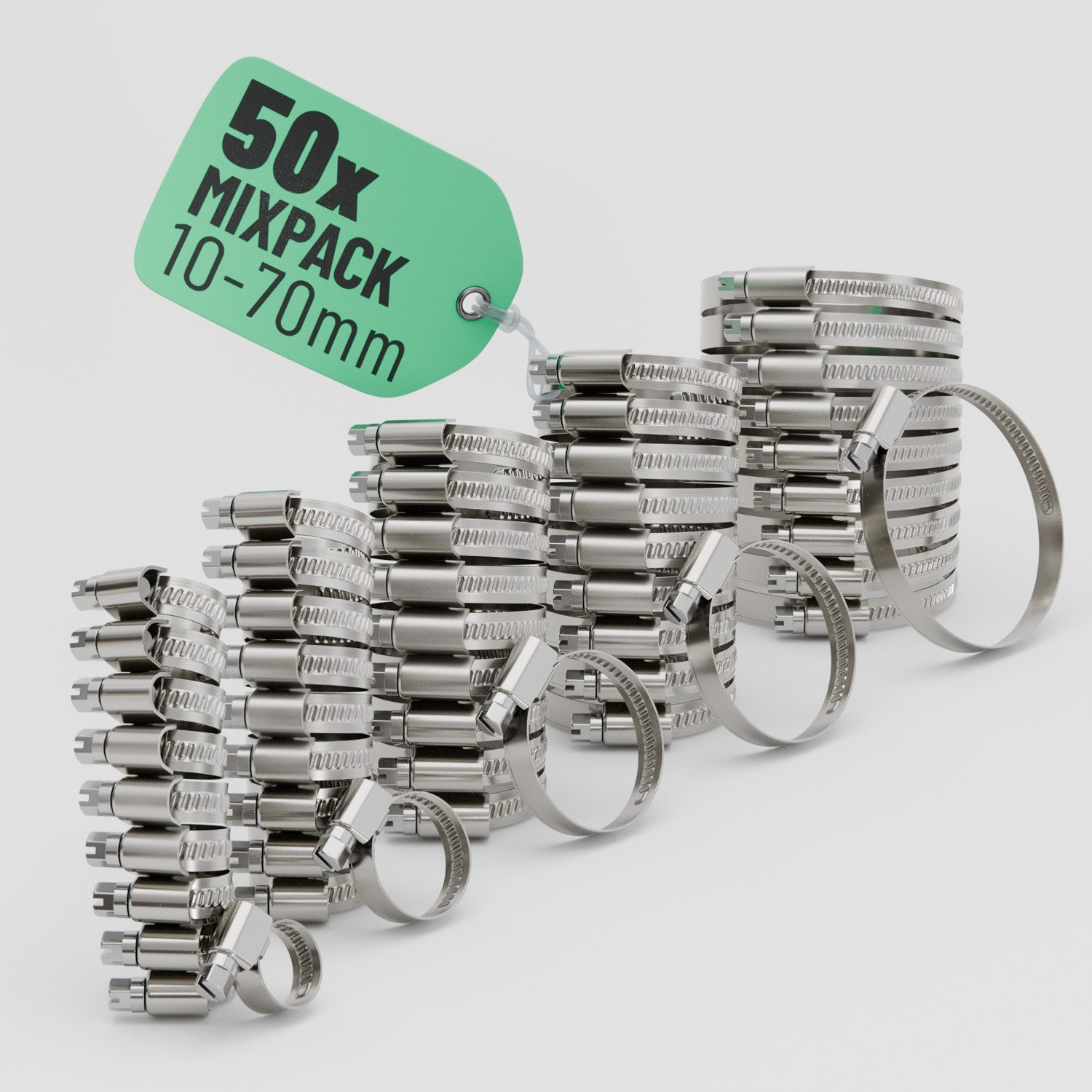 greate. Schlauchschelle 50er Хомуты Set - Einstellbare Schlauchschelle Edelstahl 9mm, (50-St)