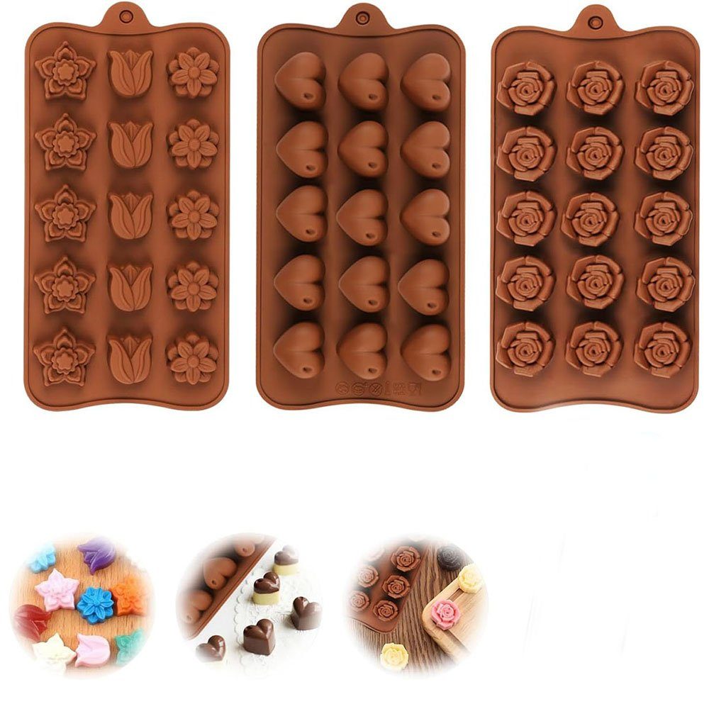 CTGtree Schokoladenform 3 Stück Schokoladenformen Set Schimmel, (3-tlg)