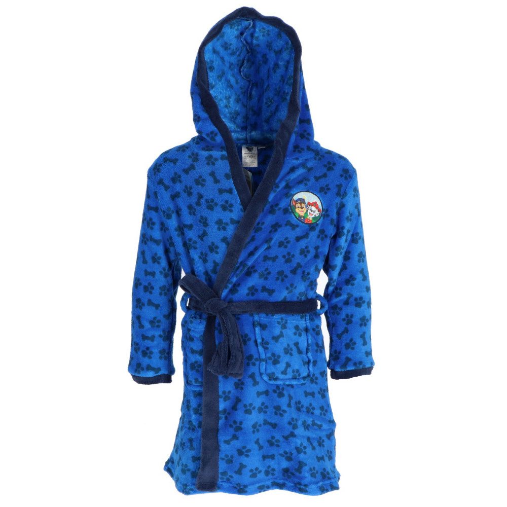 PAW PATROL Kinderbademantel Paw Patrol Chase Marshall Jungen Bademantel mit Kapuze, langarm, Polyester, Gürtel, Gr. 98 bis 128