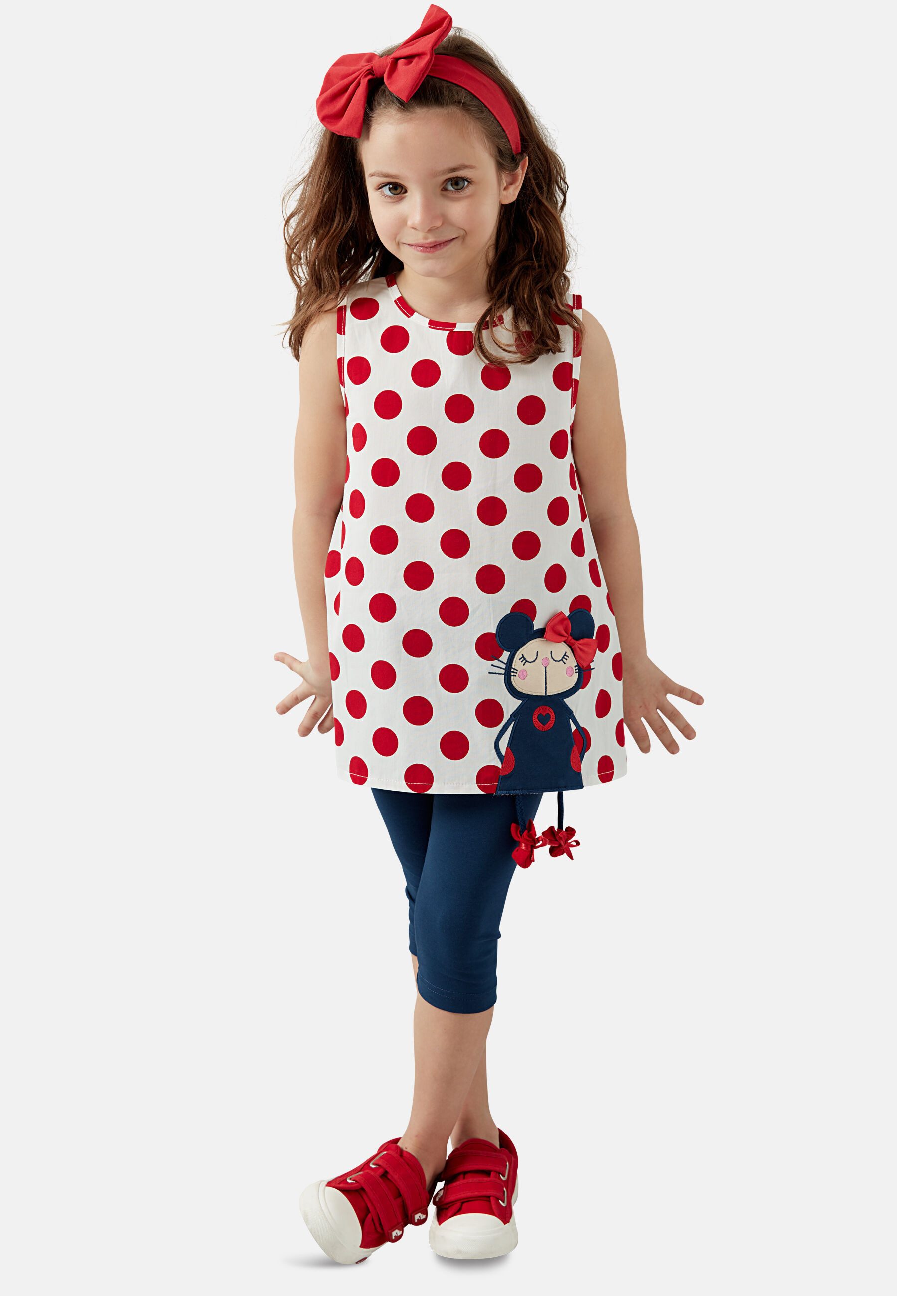 Denokids Hausanzug Dotted Doll (2 tlg) mit süßer Maus-Applikation