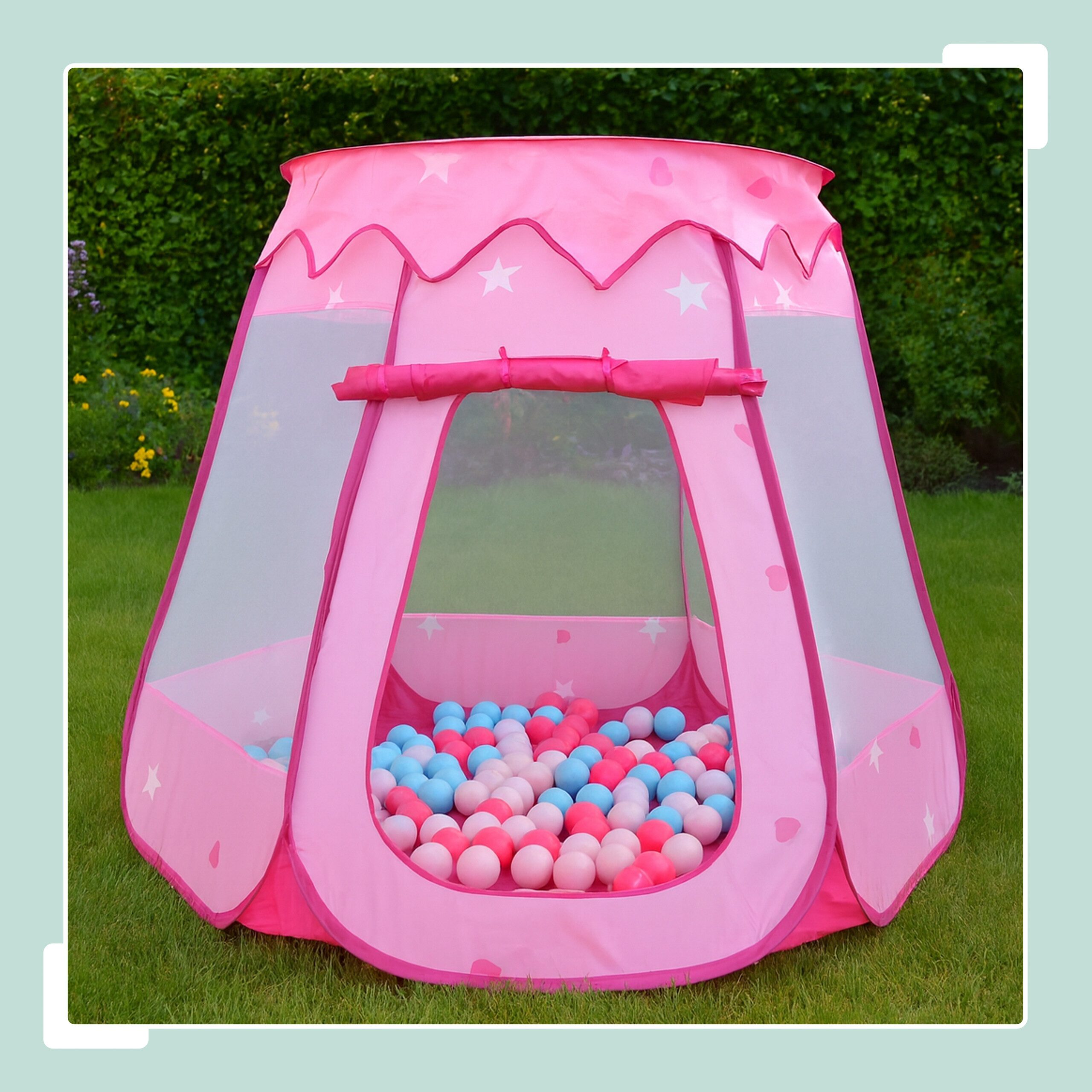 relaxdays Bällebad mit 100 Bälle, Rosa