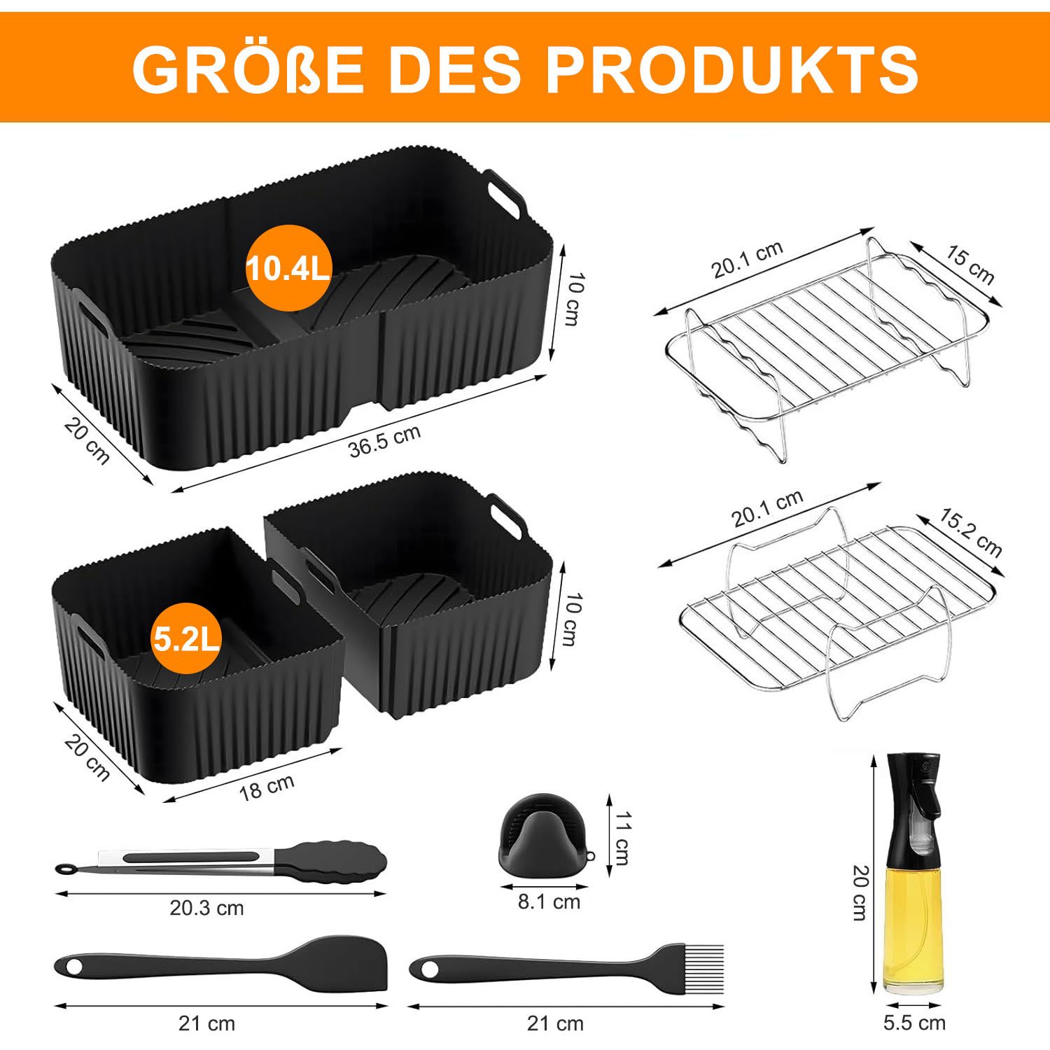 SURFOU Küchenmaschinen Zubehör-Set 15-teiliges Heißluftfritteuse Zubehör Airfryer Zubehör für Ninja Foodi, Silikonform für Ninja heißluftfritteuse af500de Zubehö