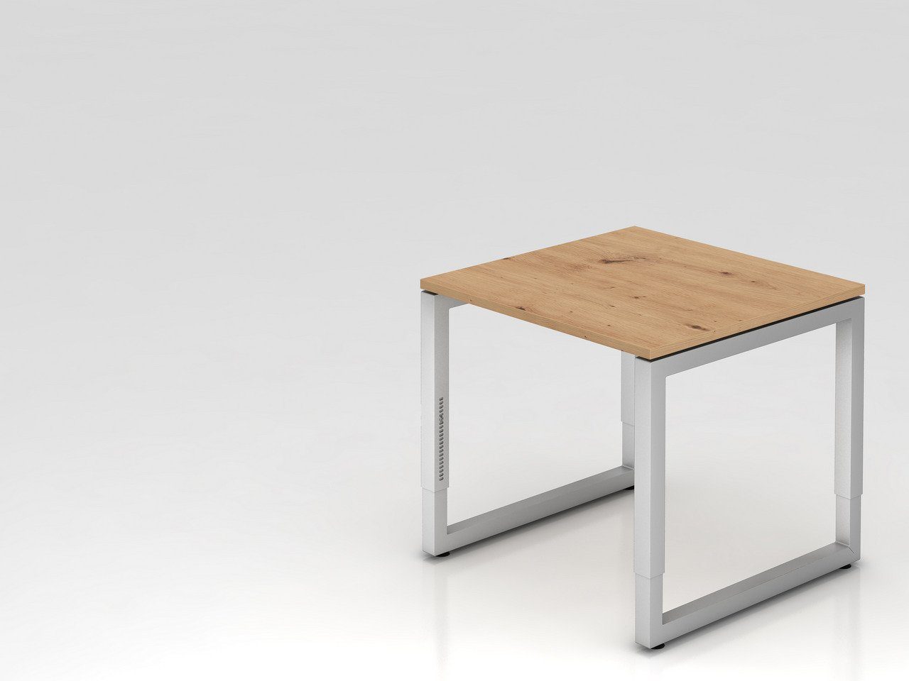 Schreibtisch Schreibtisch Pavo, Ahorn, Silber Gestell , BxT 80x80cm, H 65-85cm