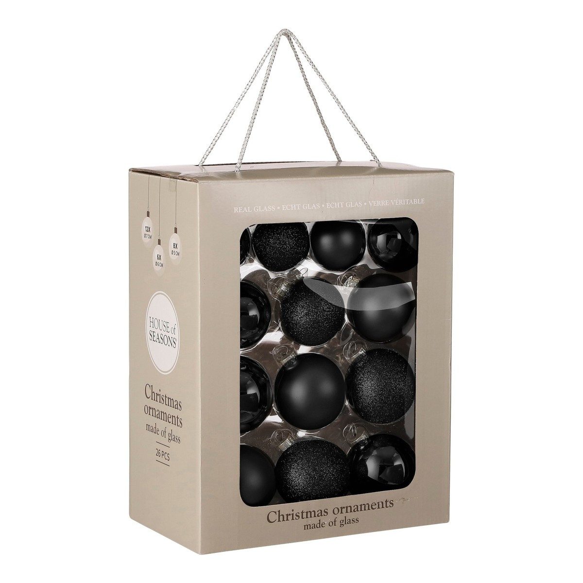 Mica Decorations Weihnachtsbaumkugel Mica Decorations Kugel glas schwarz 26 Stueck - d7cm