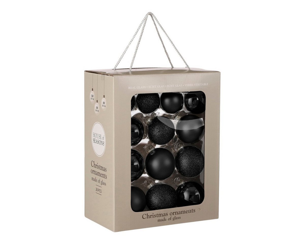 Mica Decorations Weihnachtsbaumkugel Mica Decorations Kugel glas schwarz 26 Stueck - d7cm
