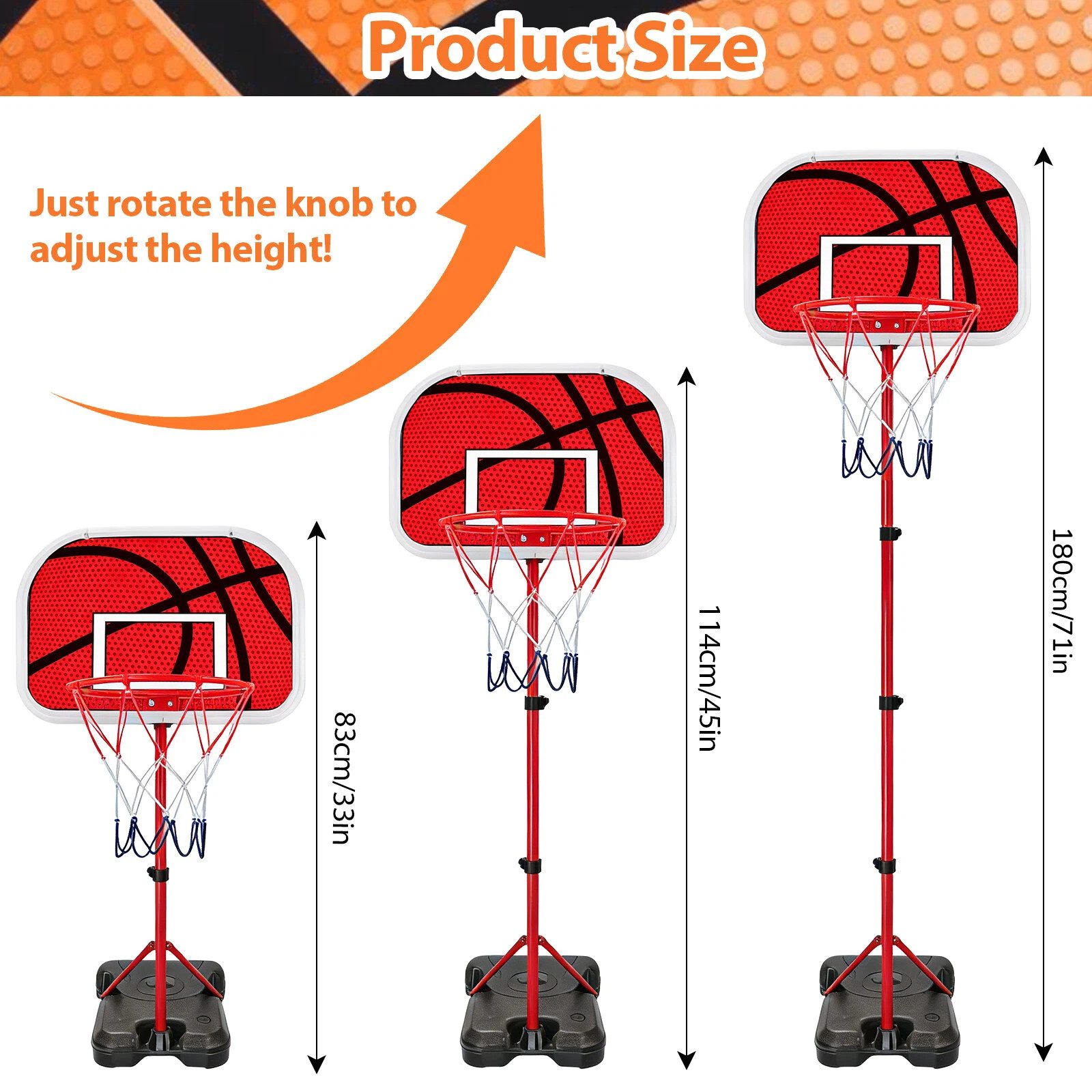BlingBin Basketballkorb 83-180cm Basketballständer Kinder mit Ball & Pumpe, Indoor/Outdoor (1er Set, 1-St., 1 Stück), Höhenverstellbar Basketball Hoop für Jungen Mädchen ab 3-8 Jahren