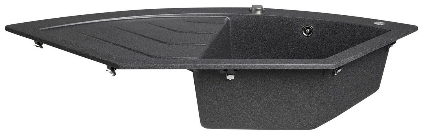 Sapho Küchenspüle Eckspüle mit Abtropffläche 114x57,5cm, schwarz, Ecke, 114/57,5 cm, Sapho-GR1934