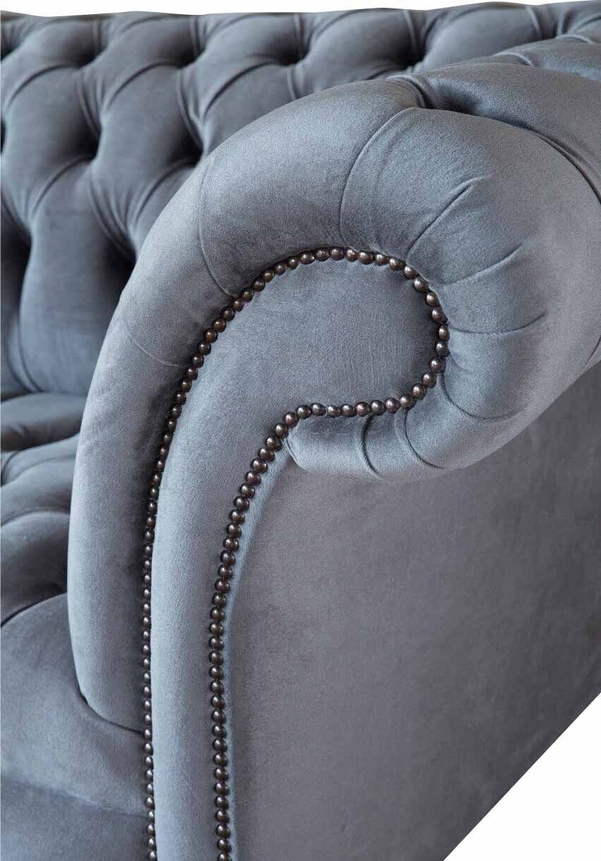 JVmoebel Sofa Chesterfield Sofa Sitzer Grau Luxus Made Europe Wohnzimmer Couch In Stoffsofa, Sofas 2
