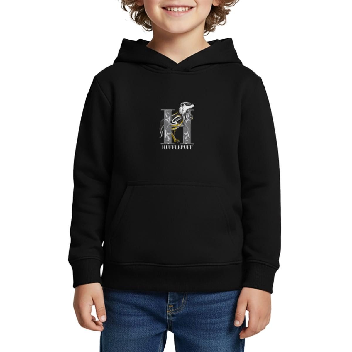 Hoodie Harry Potter Hufflepuff Gold monochrom Kinder Premium Hoodie