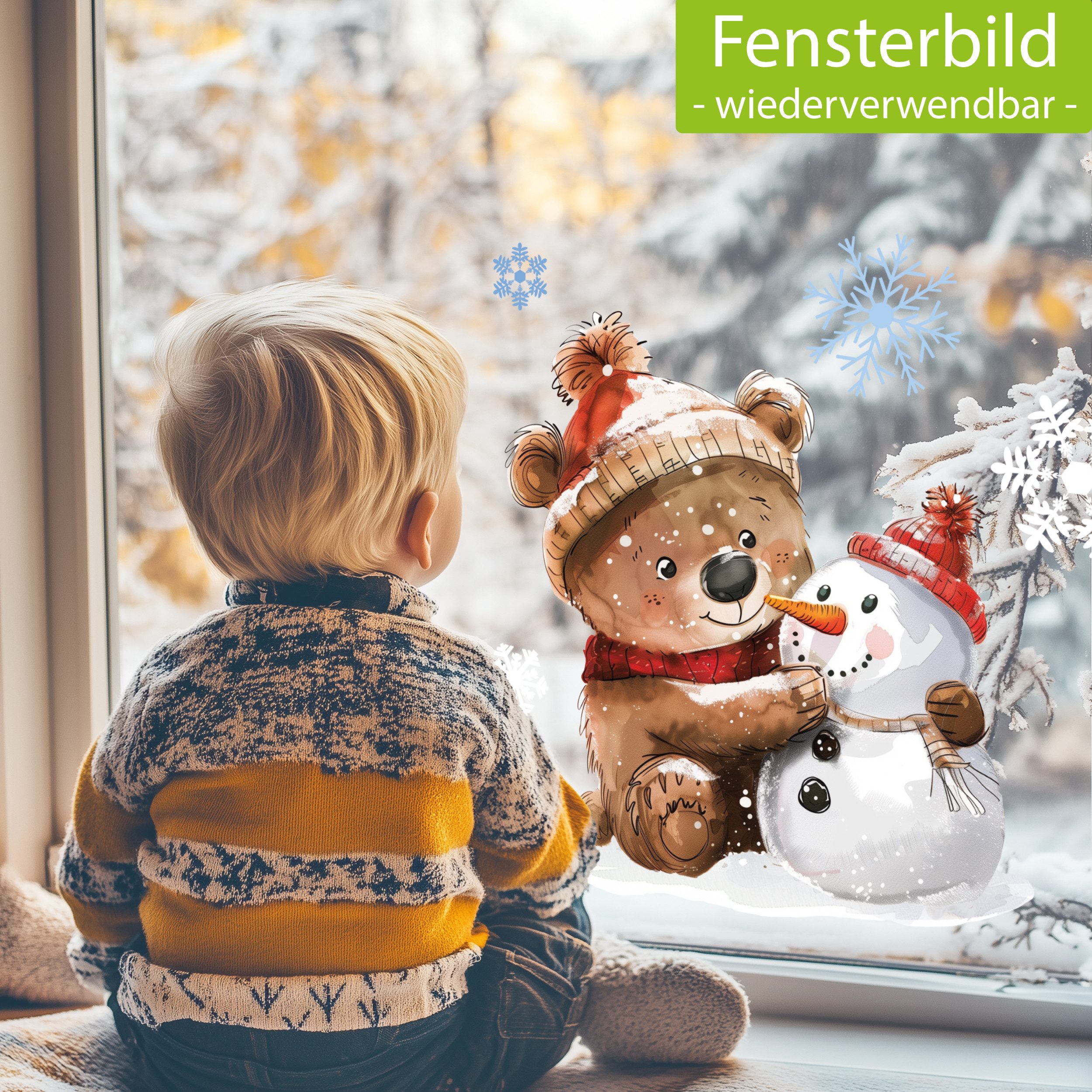 Sunnywall Fensterdekoration Kinderzimmer Fensterbild Winter, wiederverwendb günstig online kaufen