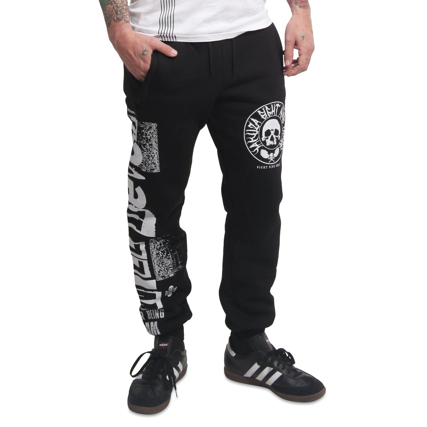YAKUZA Jogginghose Apologise mit silbernen Metallic-Print