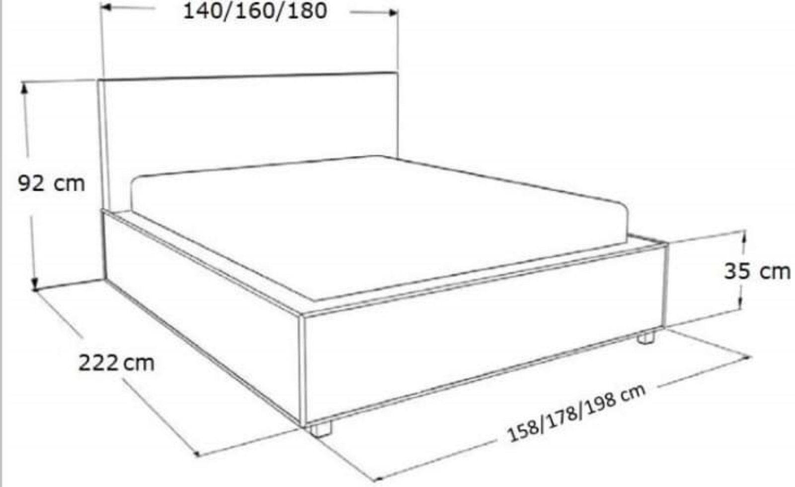 Beautysofa Boxspringbett KLAUS (Bett, Doppelbett), (kronos 22) mit Lattenrost, Holzgestell Gasflaschen Grau komfortable Liegehöhe, auf