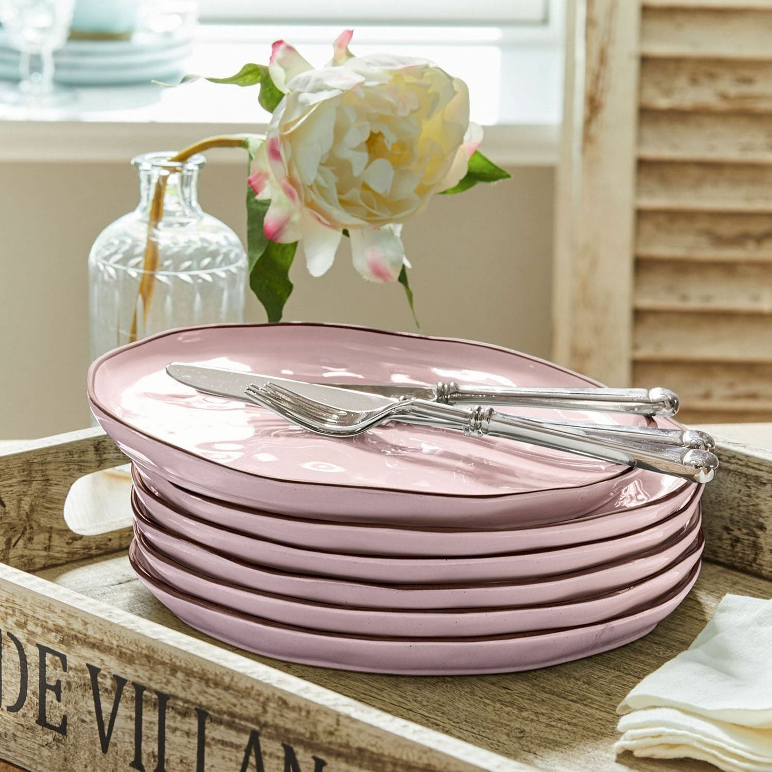 Mirabeau Geschirr-Set Teller 6er Set Biarré rosa, Steinzeug