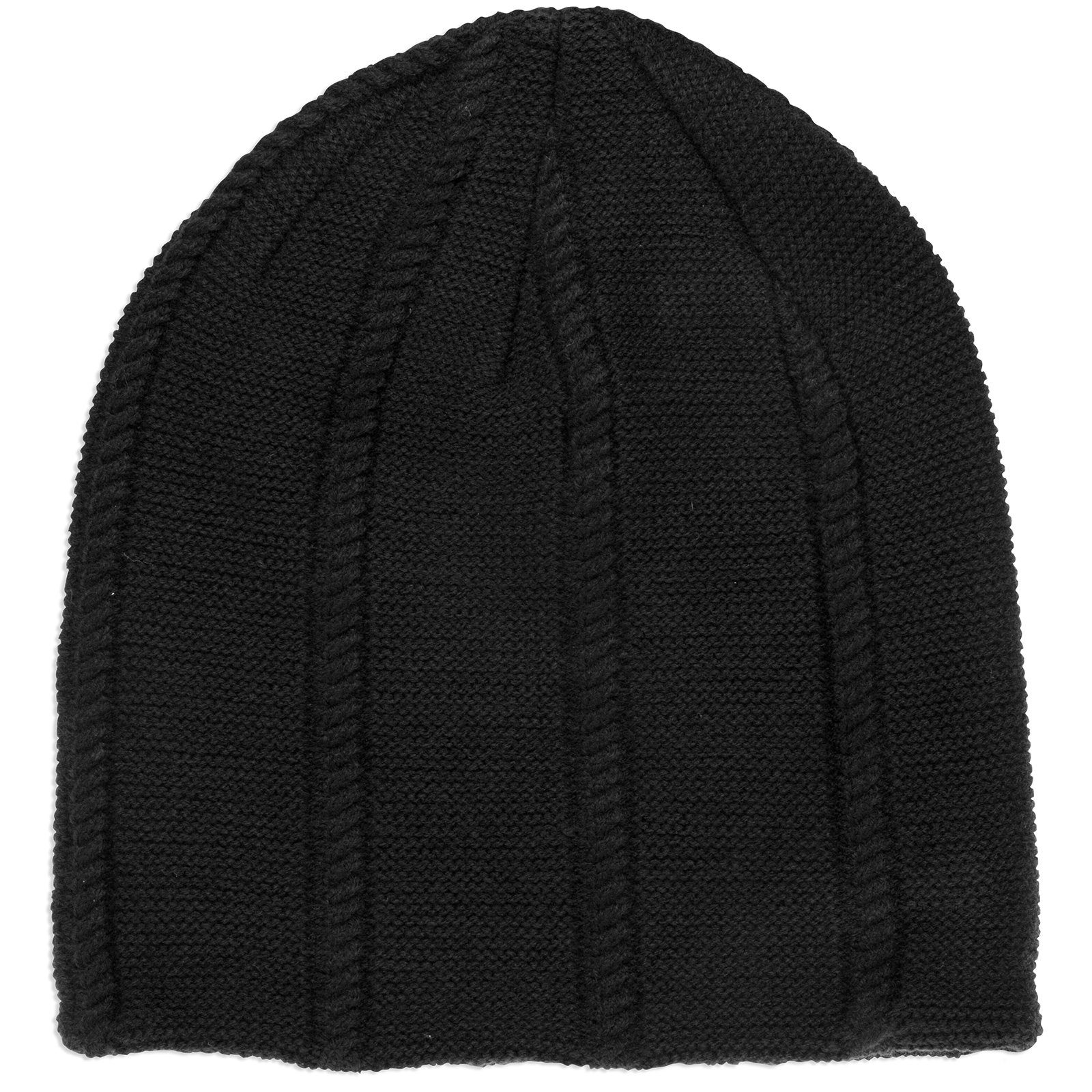 Muster mit gefütterte Feinstrick MU157 Mütze Beanie Flecht schwarz Caspar stylischem Beanie