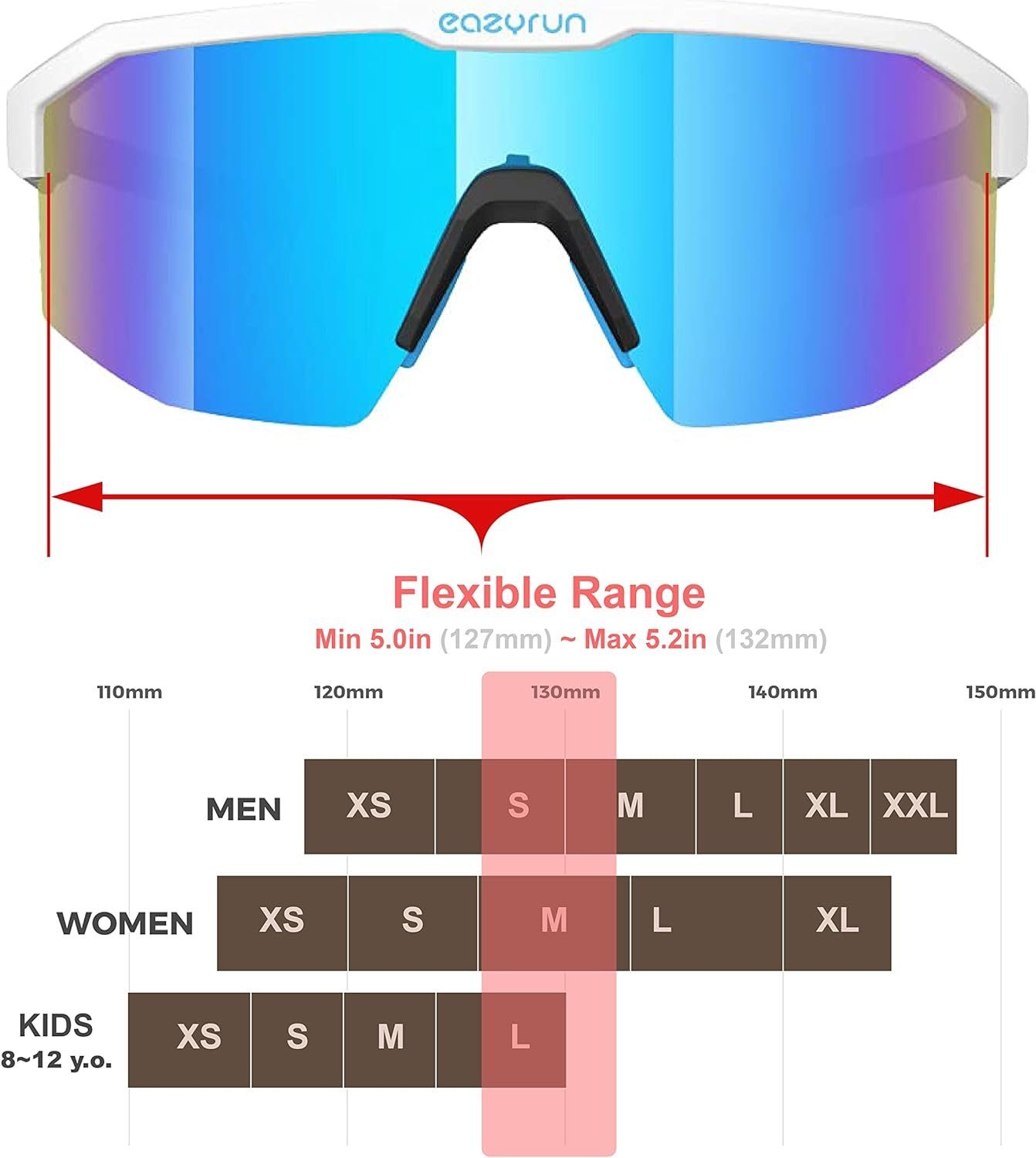 Sportbrille & EyeAm für F24D-WT MTB Damen UV-Schutz & Laufen, Fahrradbrille Outdoor, (Modell: für 400 Herren EAZYRUN), Sport,
