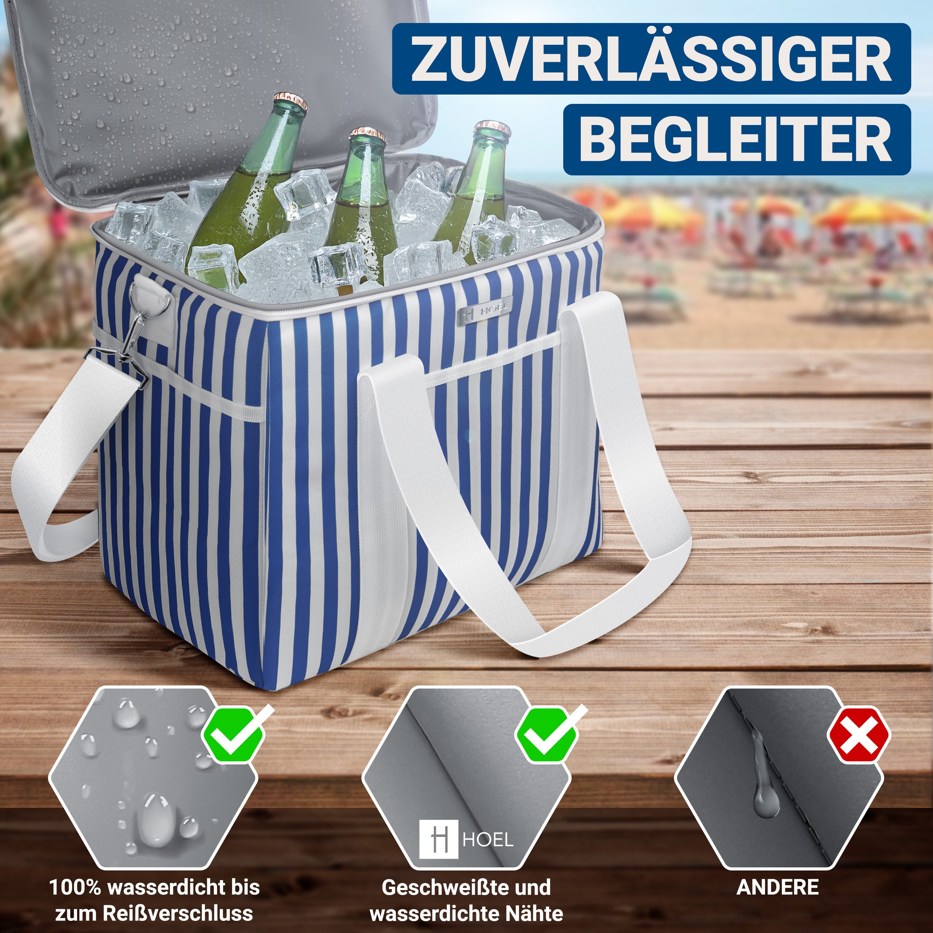 HOEL Kühltasche HOEL Kühltasche klein 20L & Gross 30L - Isoliertasche - Lunchtasche – Bild 4 von 5
