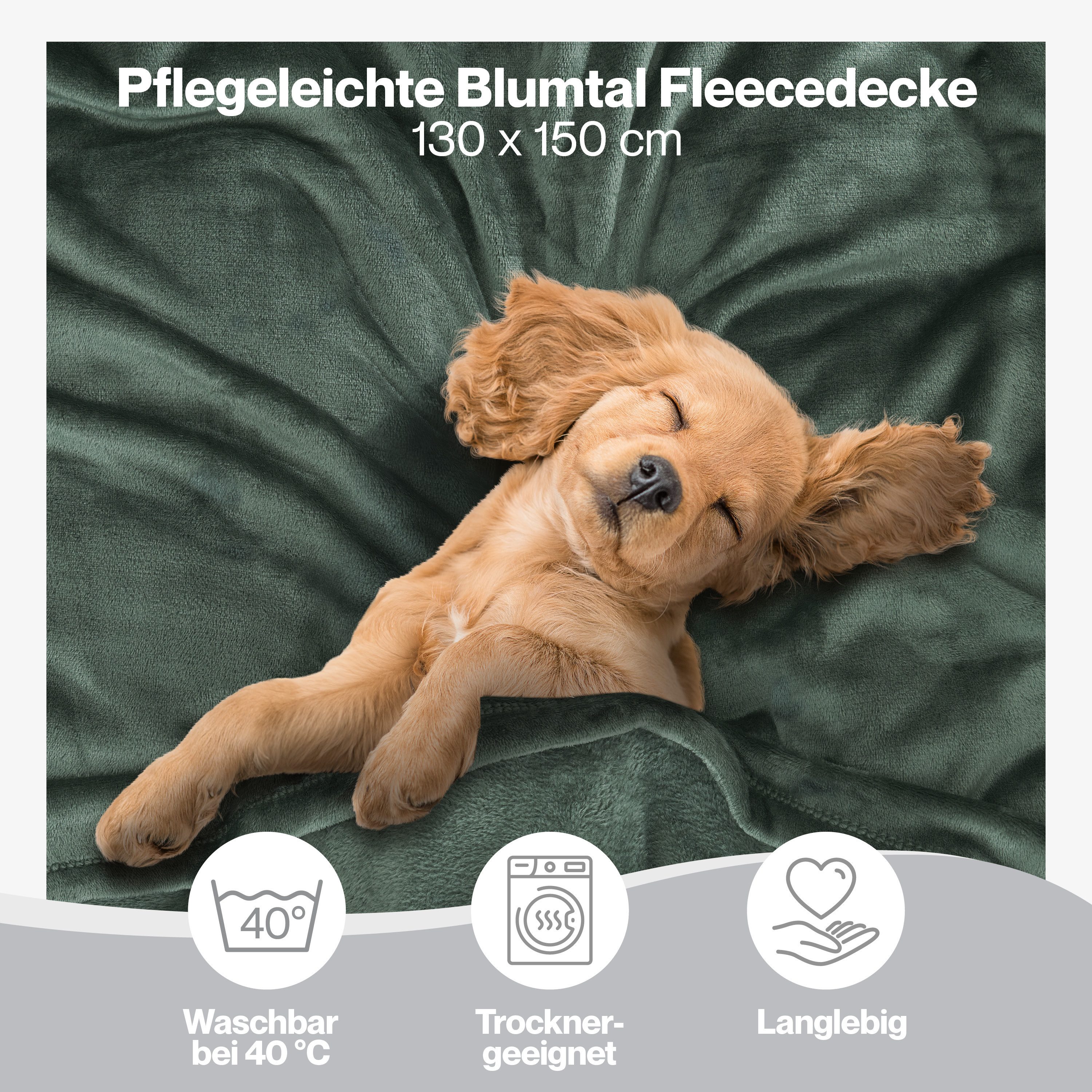 Wohndecke Kuschelige Fleecedecke, Oeko-Tex zertifizierte Decke, Blumtal