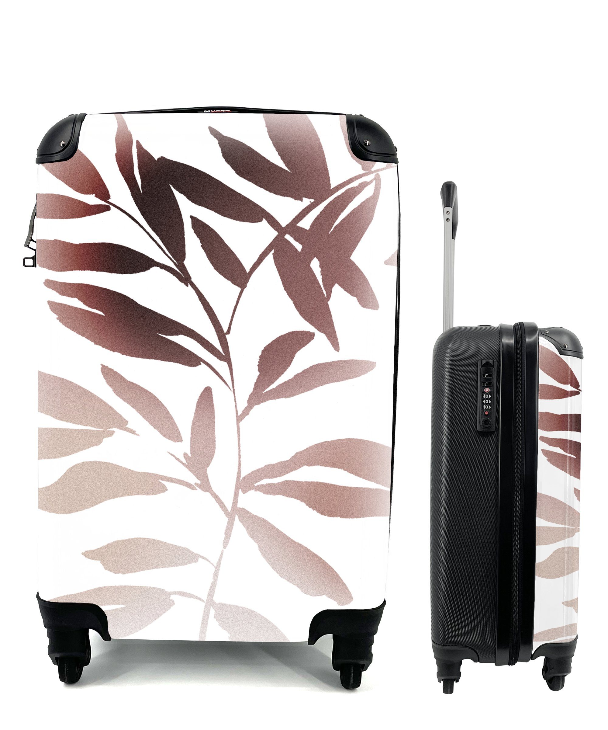 MuchoWow Handgepäckkoffer Blättern - Design - Abstrakt, 4 Rollen, Reisetasche mit rollen, Handgepäck für Ferien, Trolley, Reisekoffer