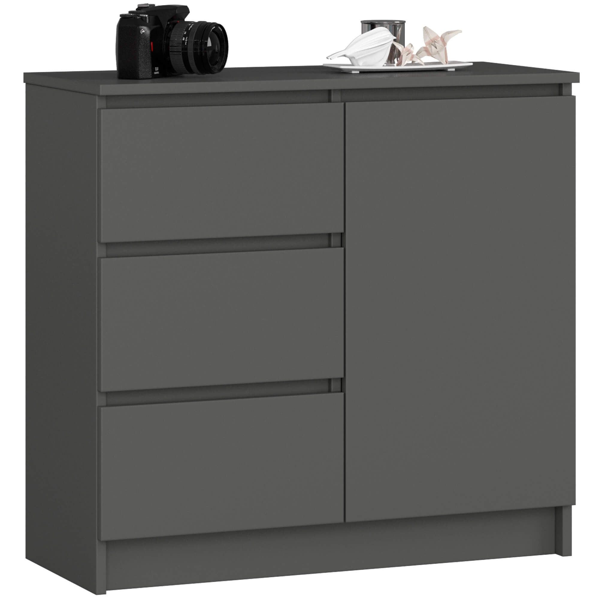 Raumhirsch Furniture Kommode mit 3 Schubladen, 1 Schranktür, 80 cm breit Holz Schrank, (viele Farbvarianten - Maße: 80 x 77 x 35 cm) - Hochwertig & stabil