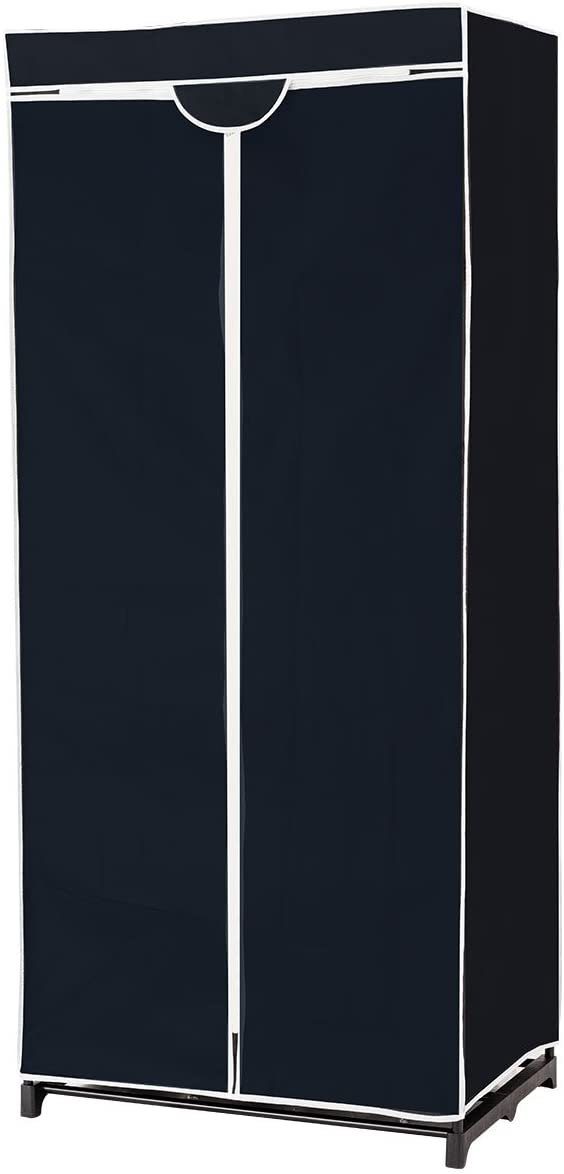 COSTWAY Stoffschrank Keiderschrank mit 172x74x50cm Kleiderstange, schwarz