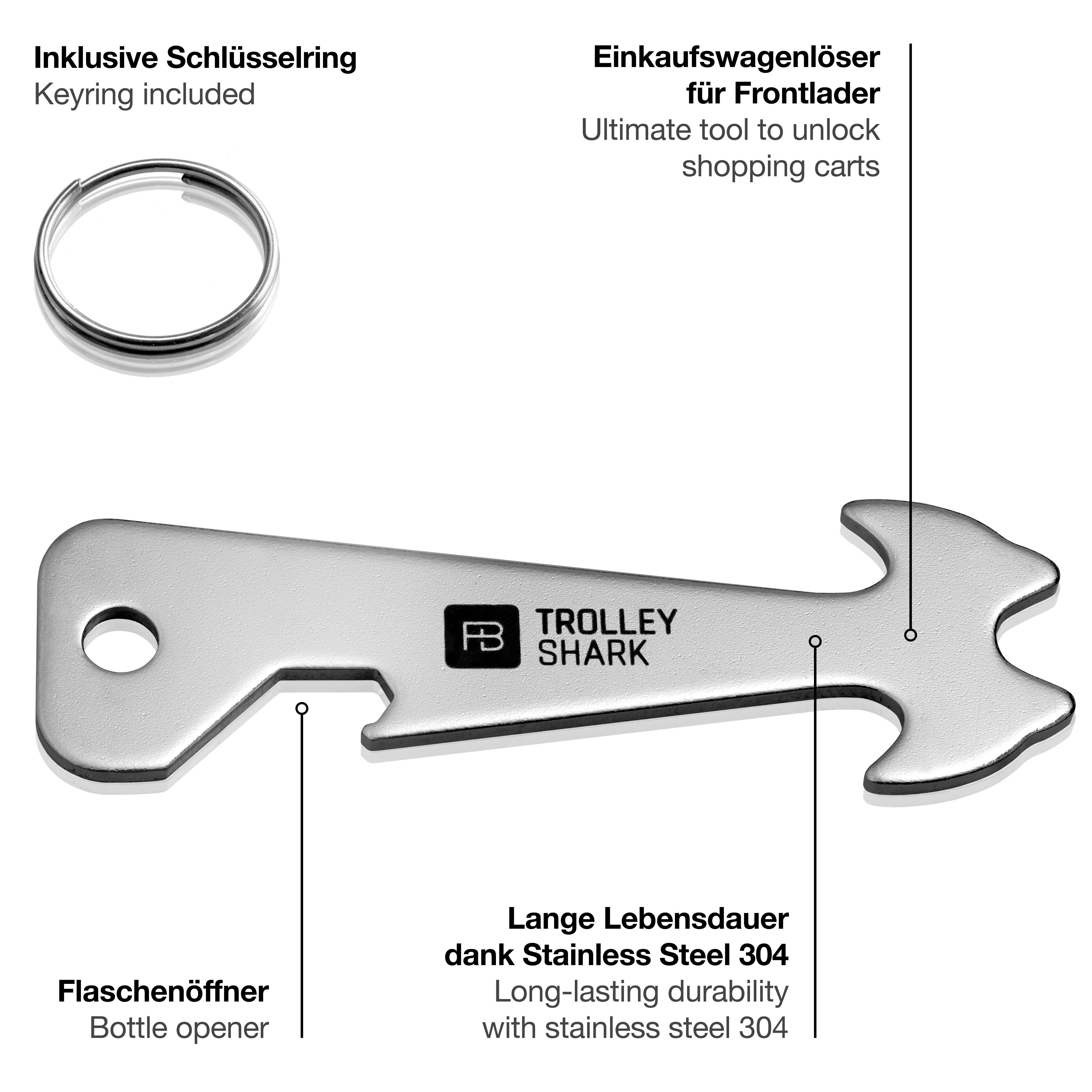 (1-tlg) Schlüsselanhänger - Einkaufswagenchip Trolley Shark Einkaufschip FABACH Einkaufswagenlöser