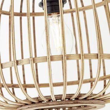 Brilliant Bogenlampe Nikka, ohne Leuchtmittel, mit Rattan-Schirm, 171 cm Höhe, E27, Metall/Rattan, schwarz/natur