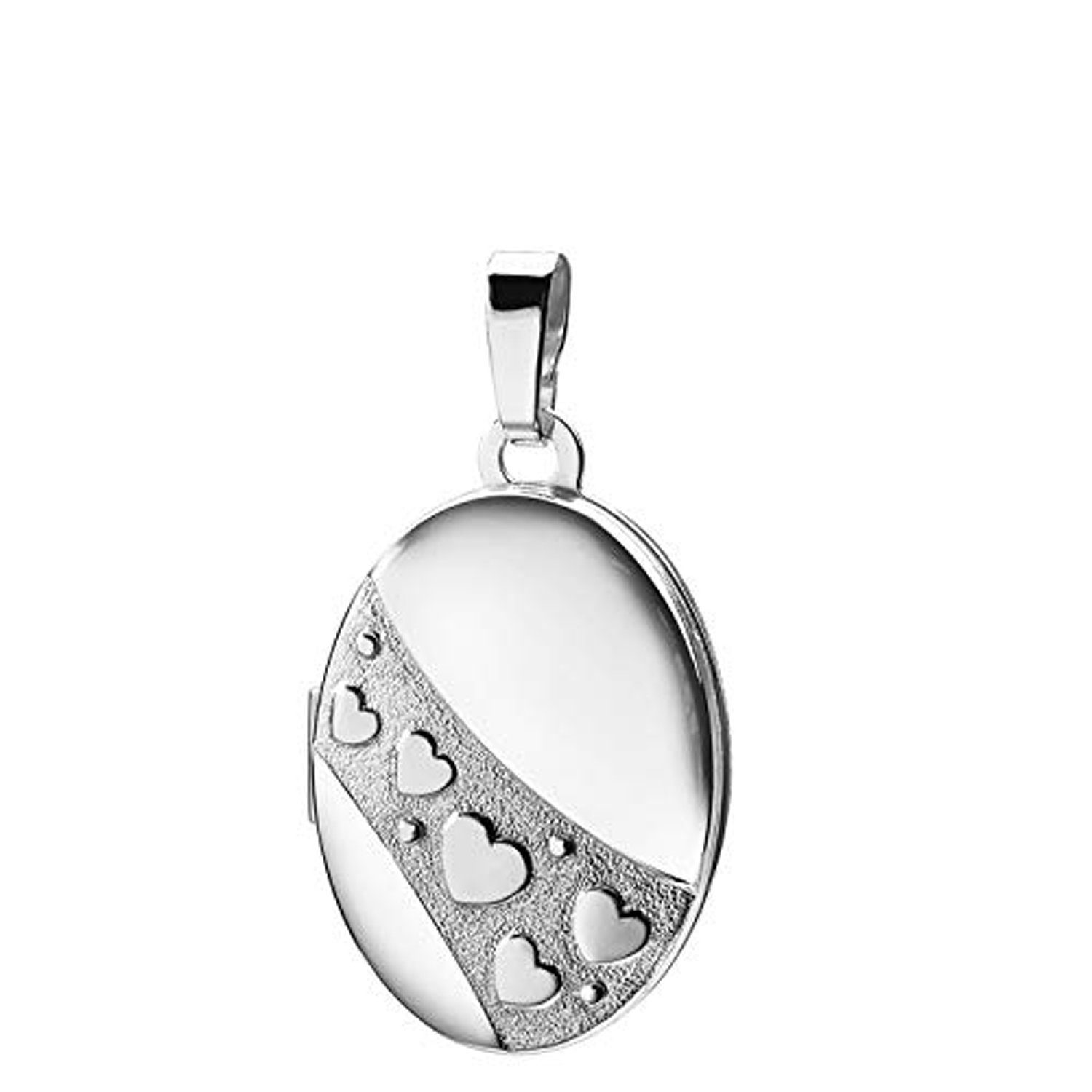 Fotos ohne Damen mit Medaillon 2 oder Kette. cm - Herzkette Mädchen), (Foto Anhänger, Amulett 36 wählbar oval Sterlingsilber - für Silberkette für 925 70 Herzen-Ornament und Silber Länge Öffnen zum JEVELION