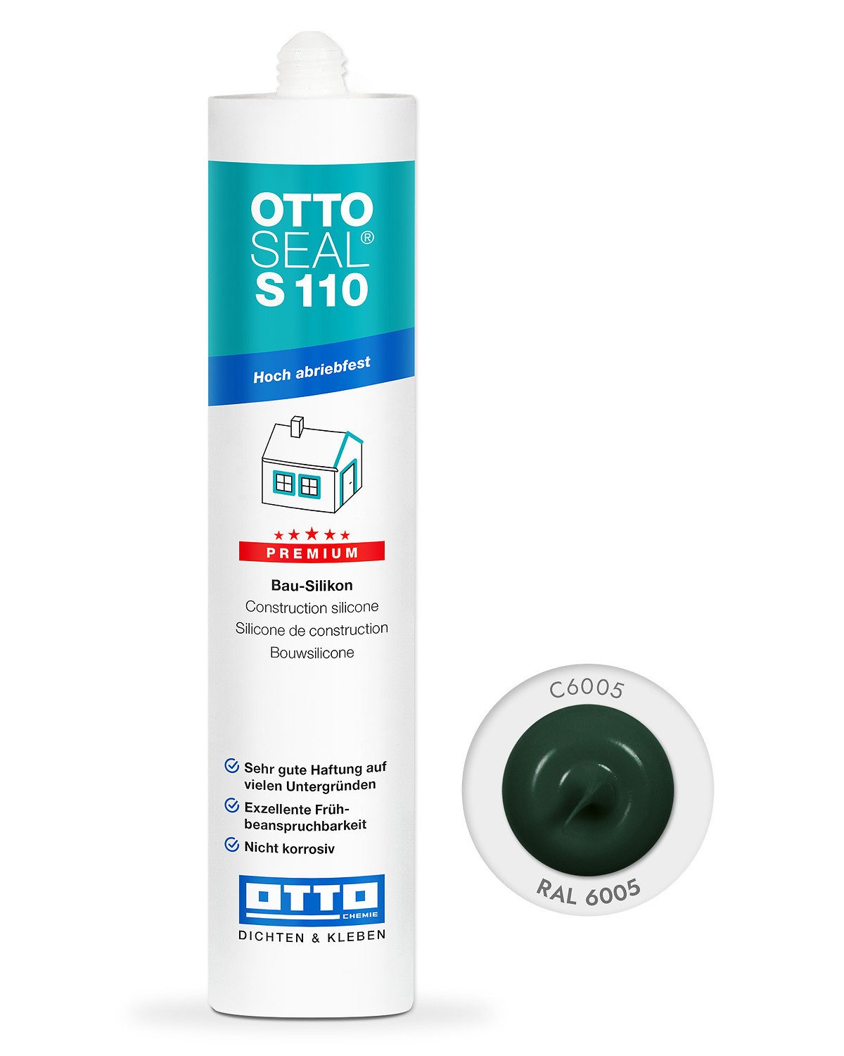 OTTO-Chemie Silikon Ottoseal S110 Premium-Bau-Silikon 310ml, Exzellente Verarbeitbarkeit, für innen und außen, ideal zum Abdichten
