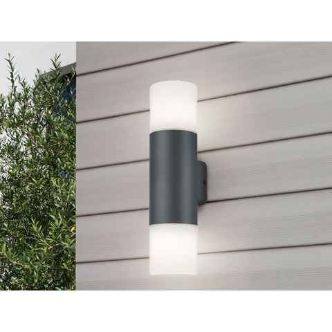 meineWunschleuchte LED Außen-Wandleuchte, LED wechselbar, Warmweiß, Up Down Fassadenlampe Anthrazit, 33cm, Außenlicht Fassadenbeleuchtung