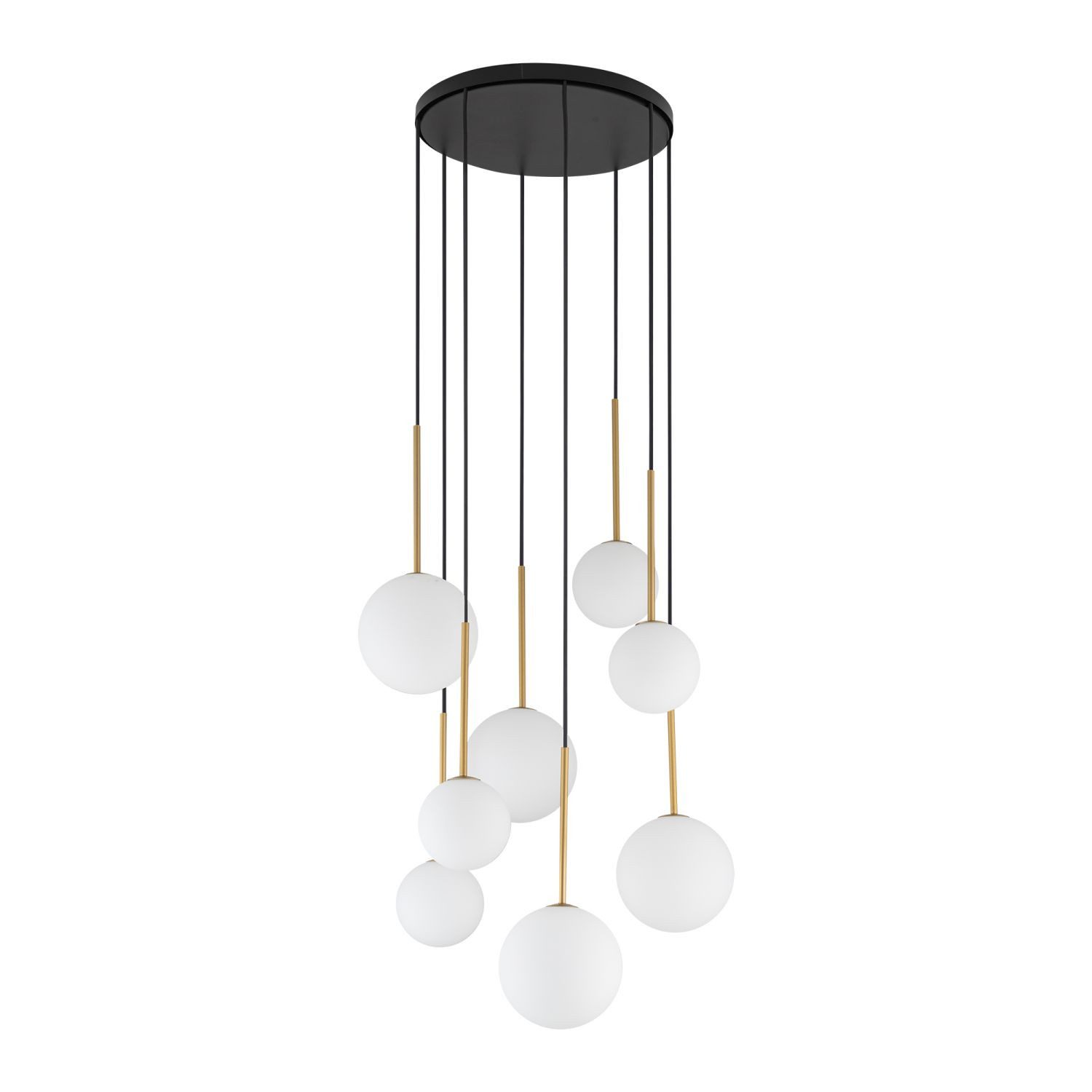 Licht-Erlebnisse Pendelleuchte PURU, ohne Leuchtmittel, Glas Metall H: max. 125 cm B: 43 cm in Schwarz Weiß Gold matt G9