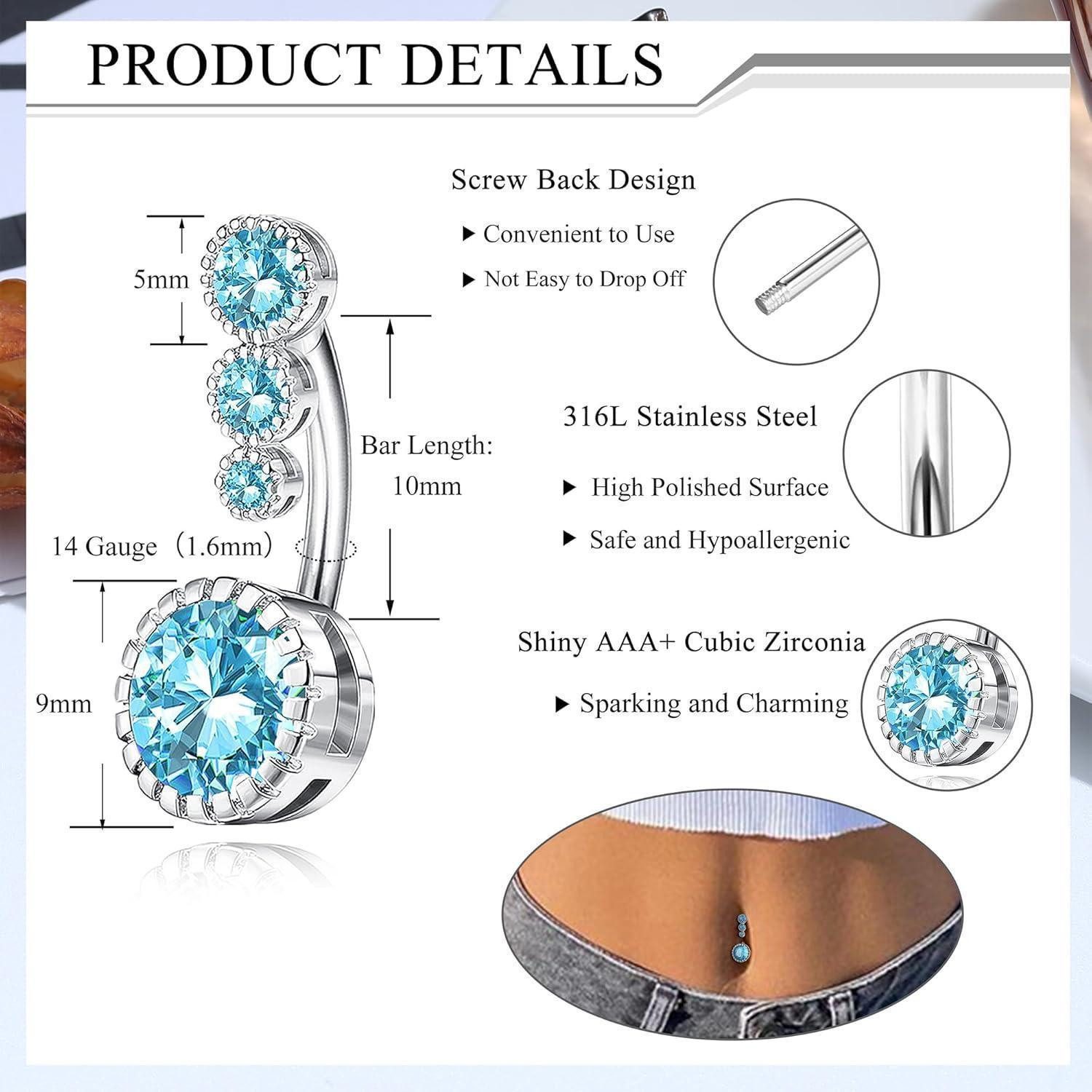 YADOCA Bauchnabelpiercing-Set 10Pcs 14G Bauchnabelpiercing Damen Chirurgens günstig online kaufen